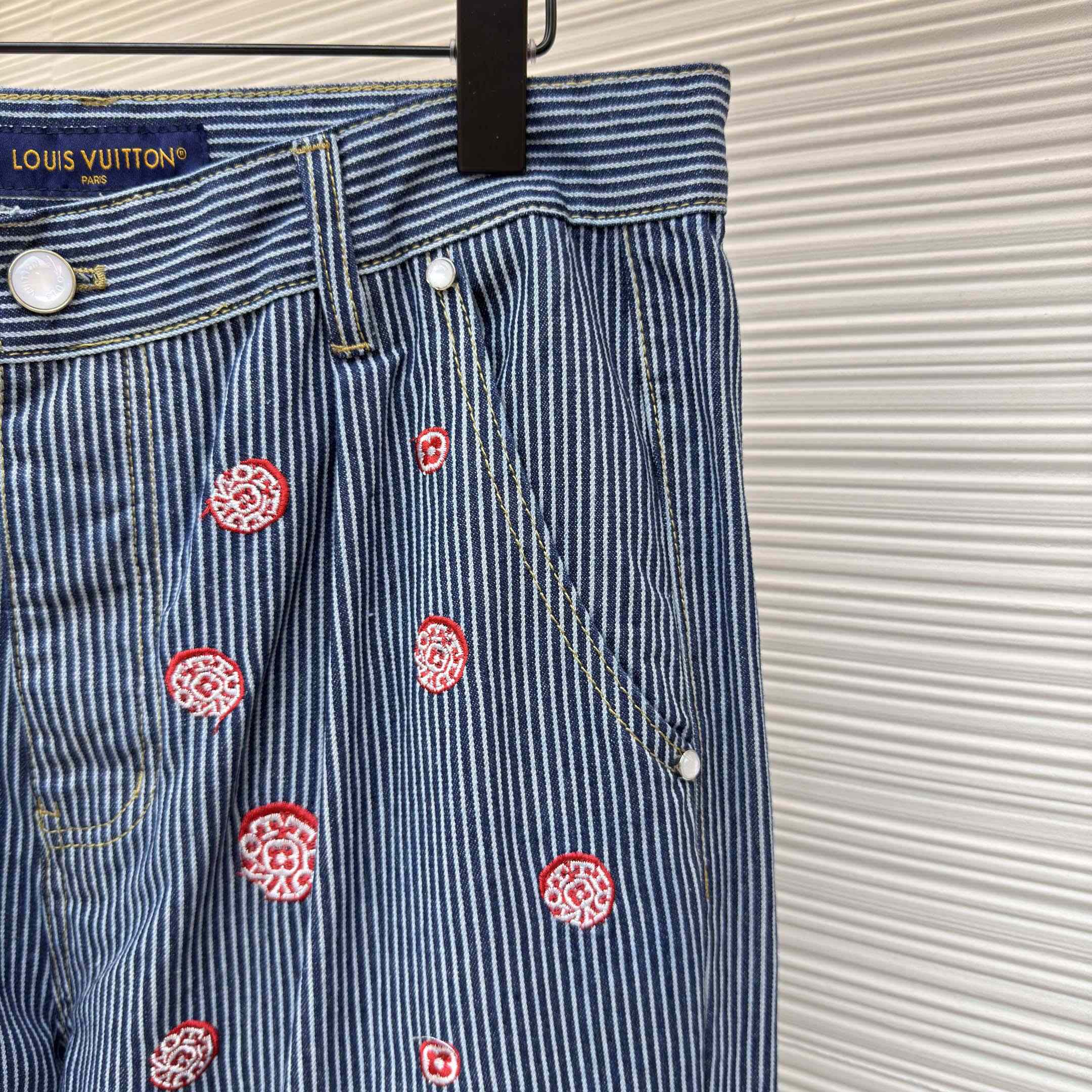 Louis Vuitton Embellished Striped Pants - FashionPlug