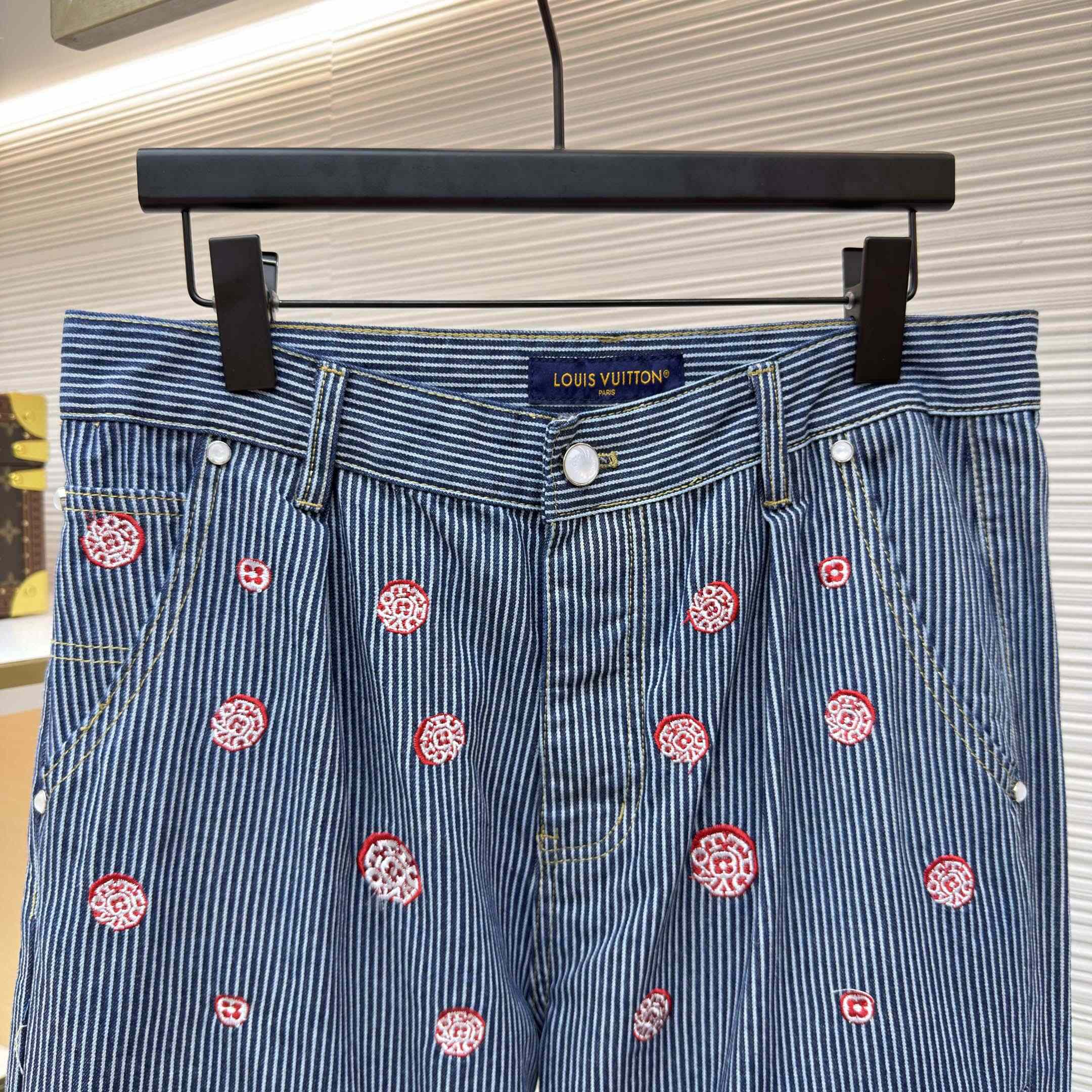 Louis Vuitton Embellished Striped Pants - FashionPlug