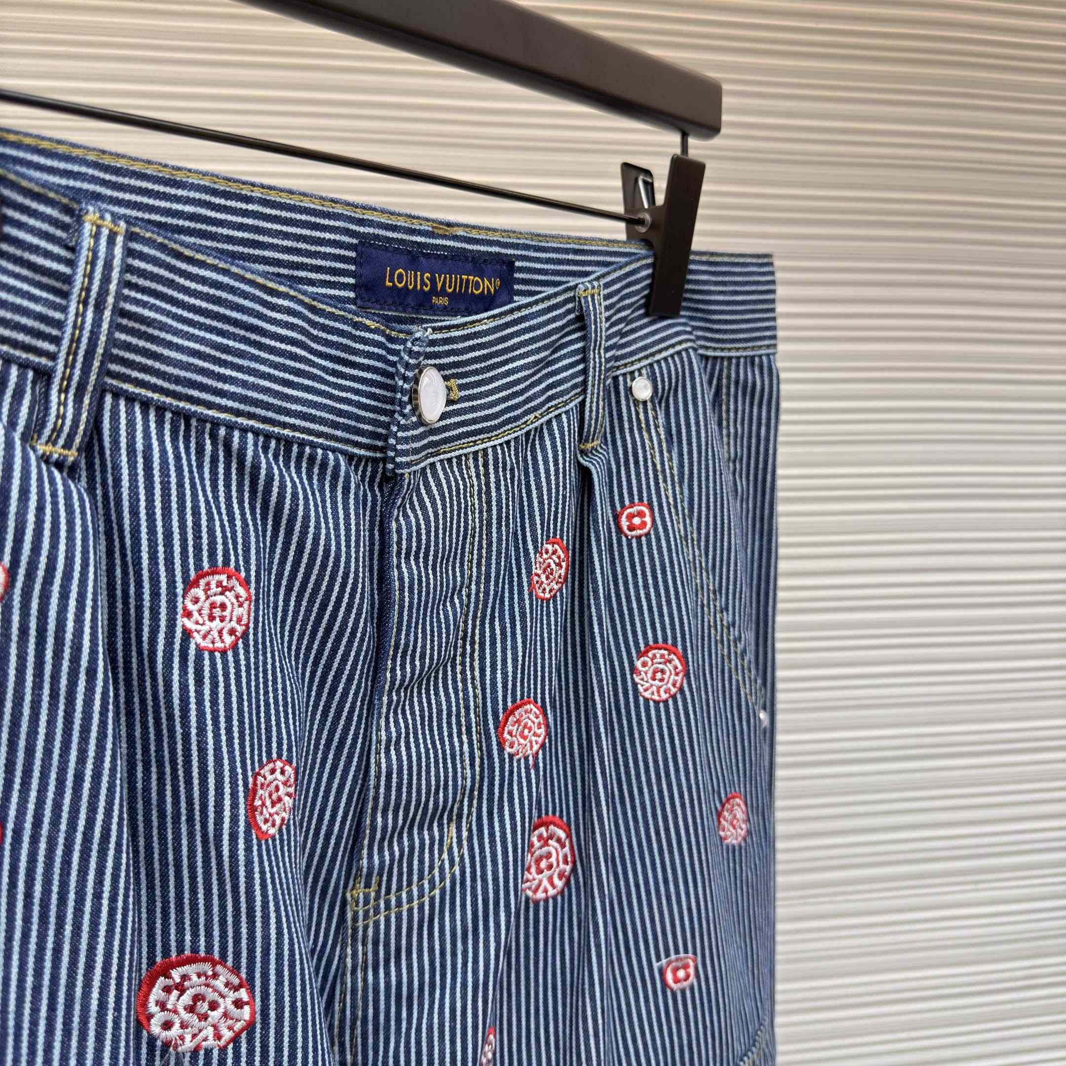Louis Vuitton Embellished Striped Pants - FashionPlug