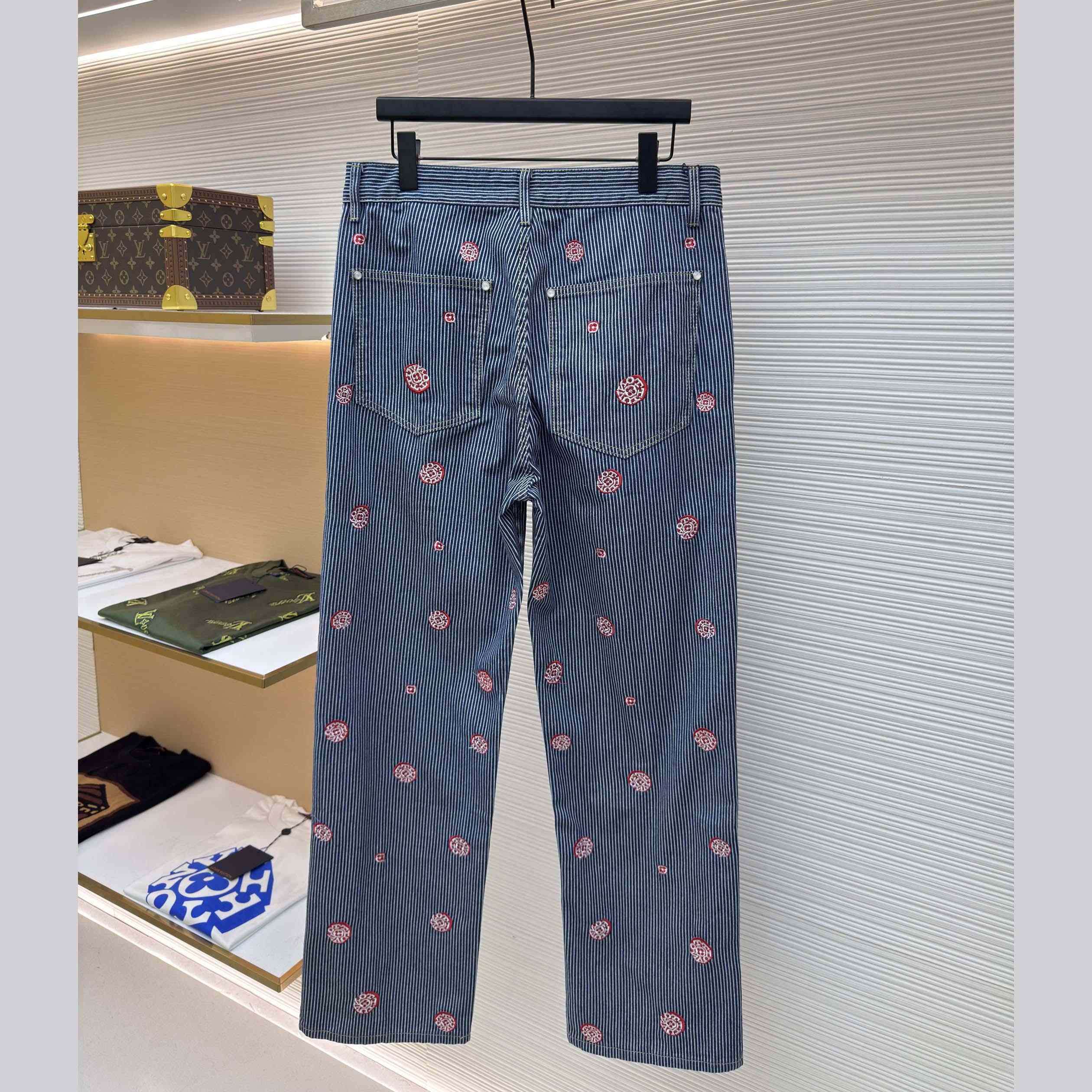 Louis Vuitton Embellished Striped Pants - FashionPlug