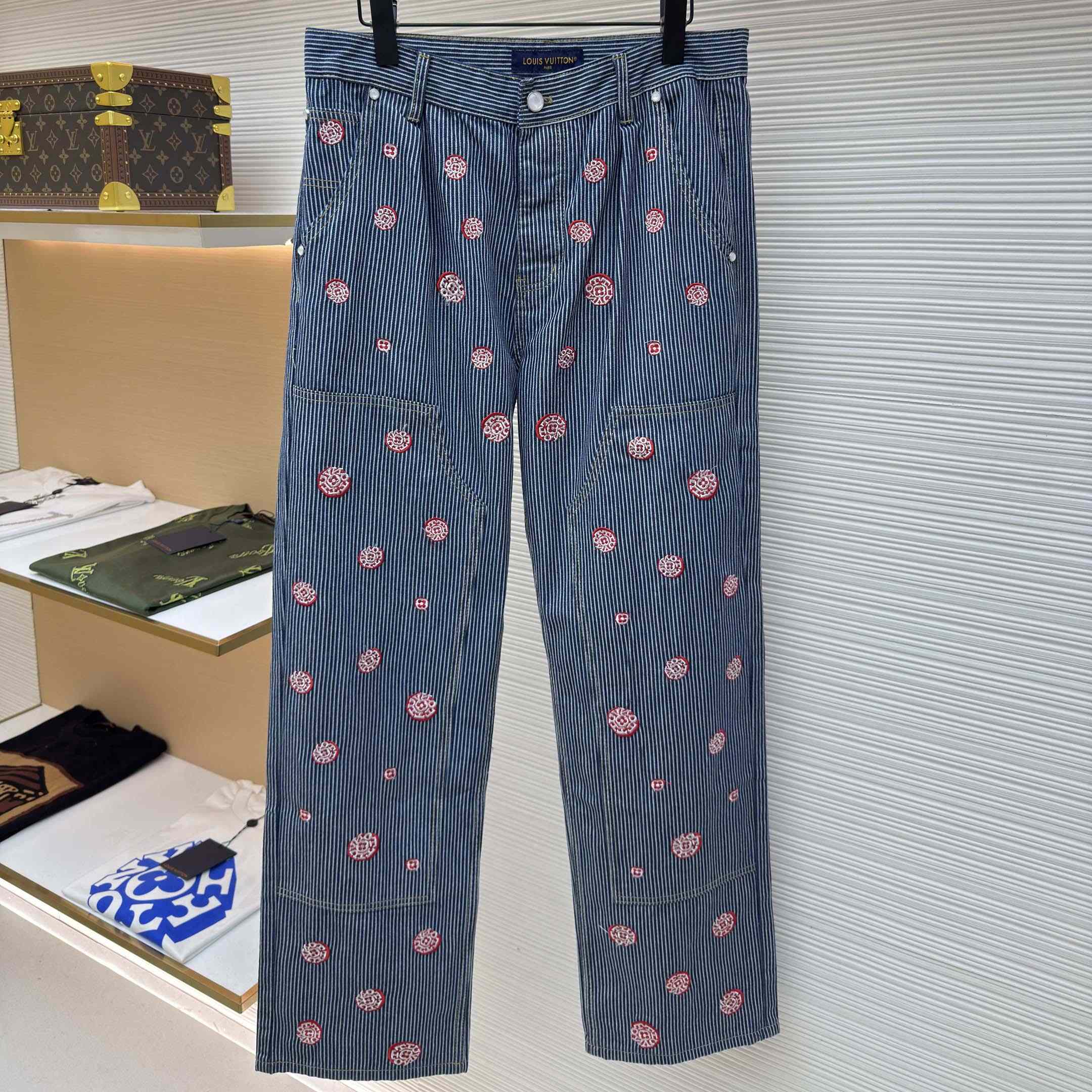 Louis Vuitton Embellished Striped Pants - FashionPlug