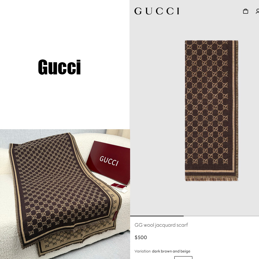 Gucci GG Wool Jacquard Scarf - FashionPlug