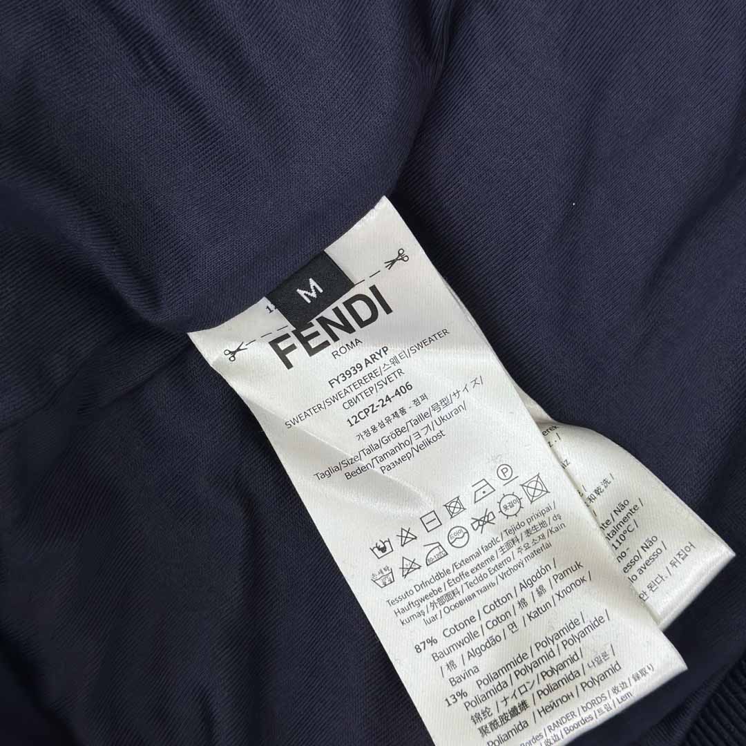 Fendi Blue Men Navy Blue Hooded Sweatshirt  - FashionPlug