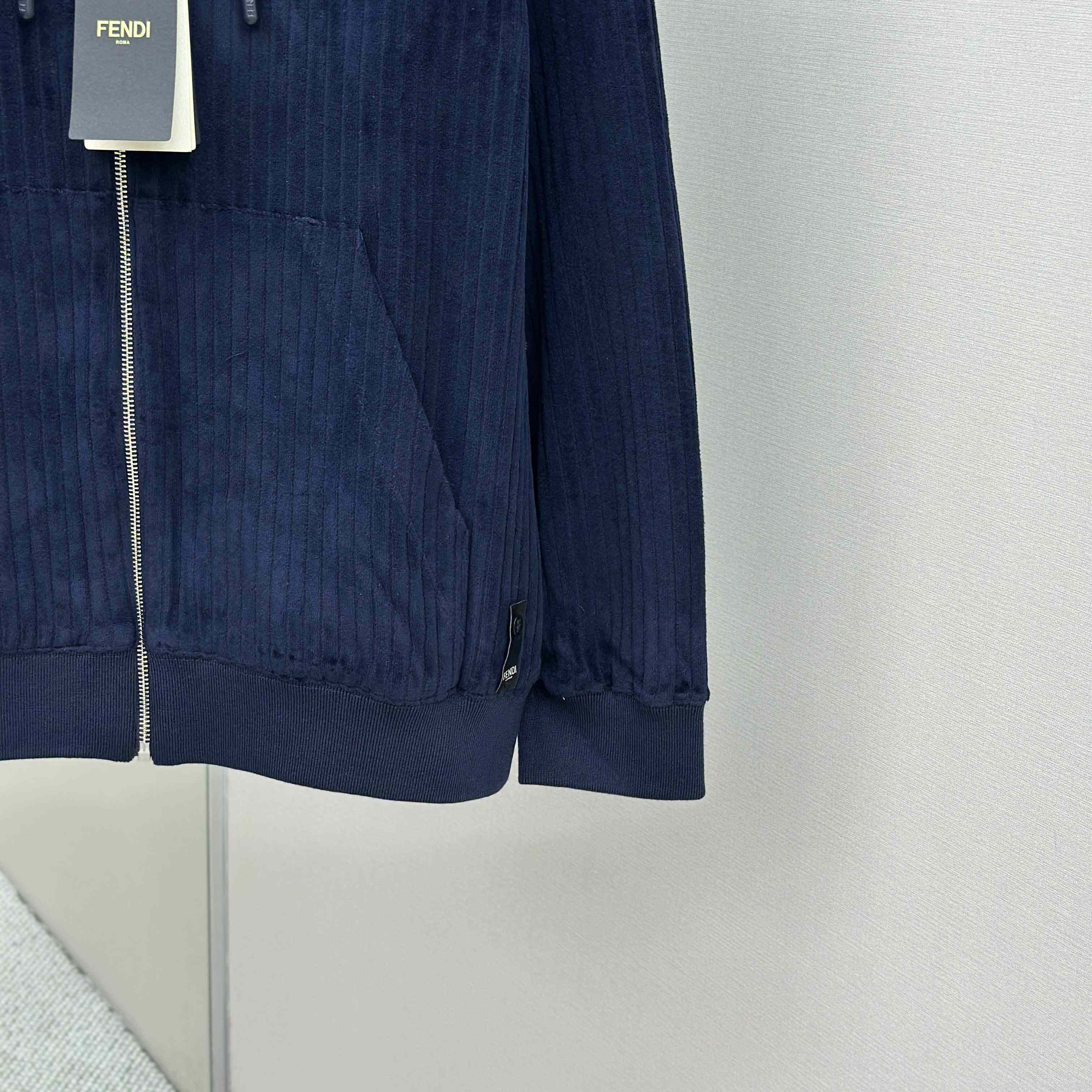 Fendi Blue Men Navy Blue Hooded Sweatshirt  - FashionPlug