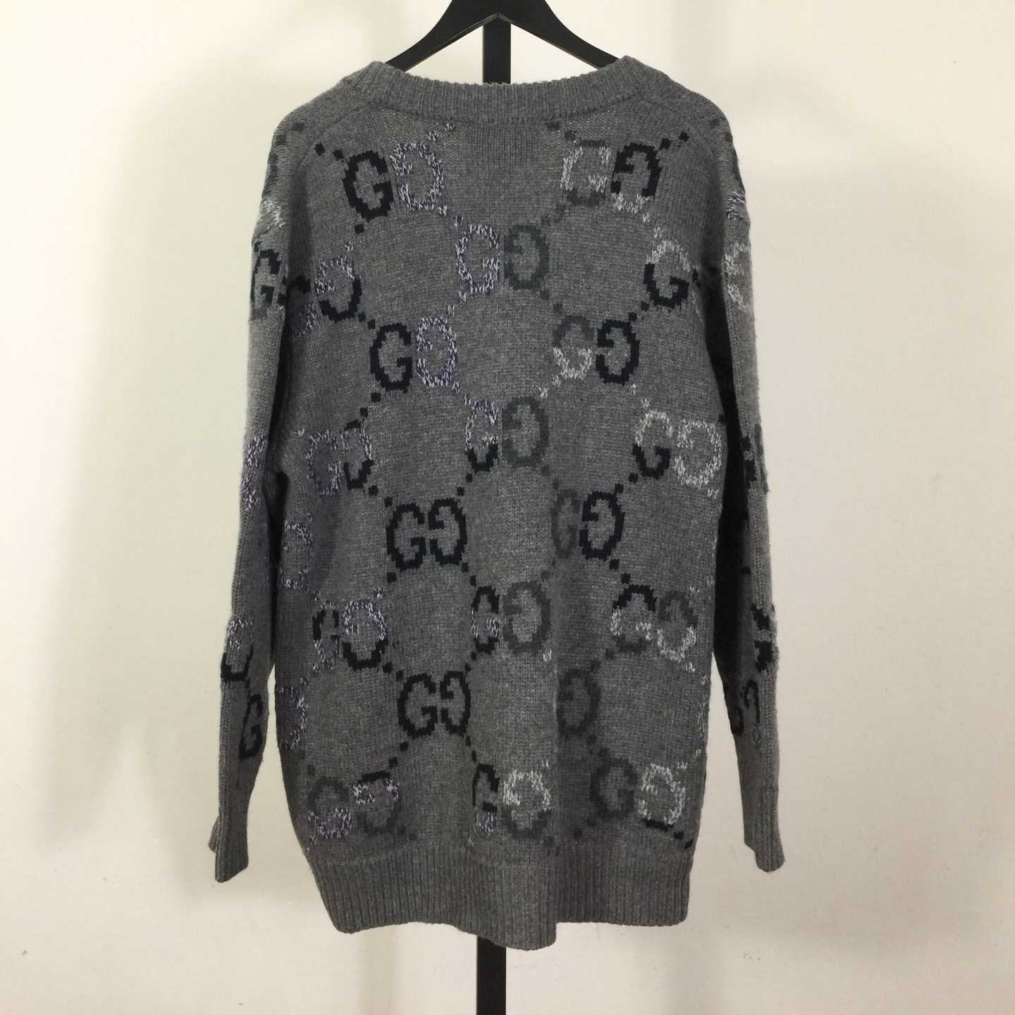 Gucci Wool Cardigan With GG Intarsia - FashionPlug