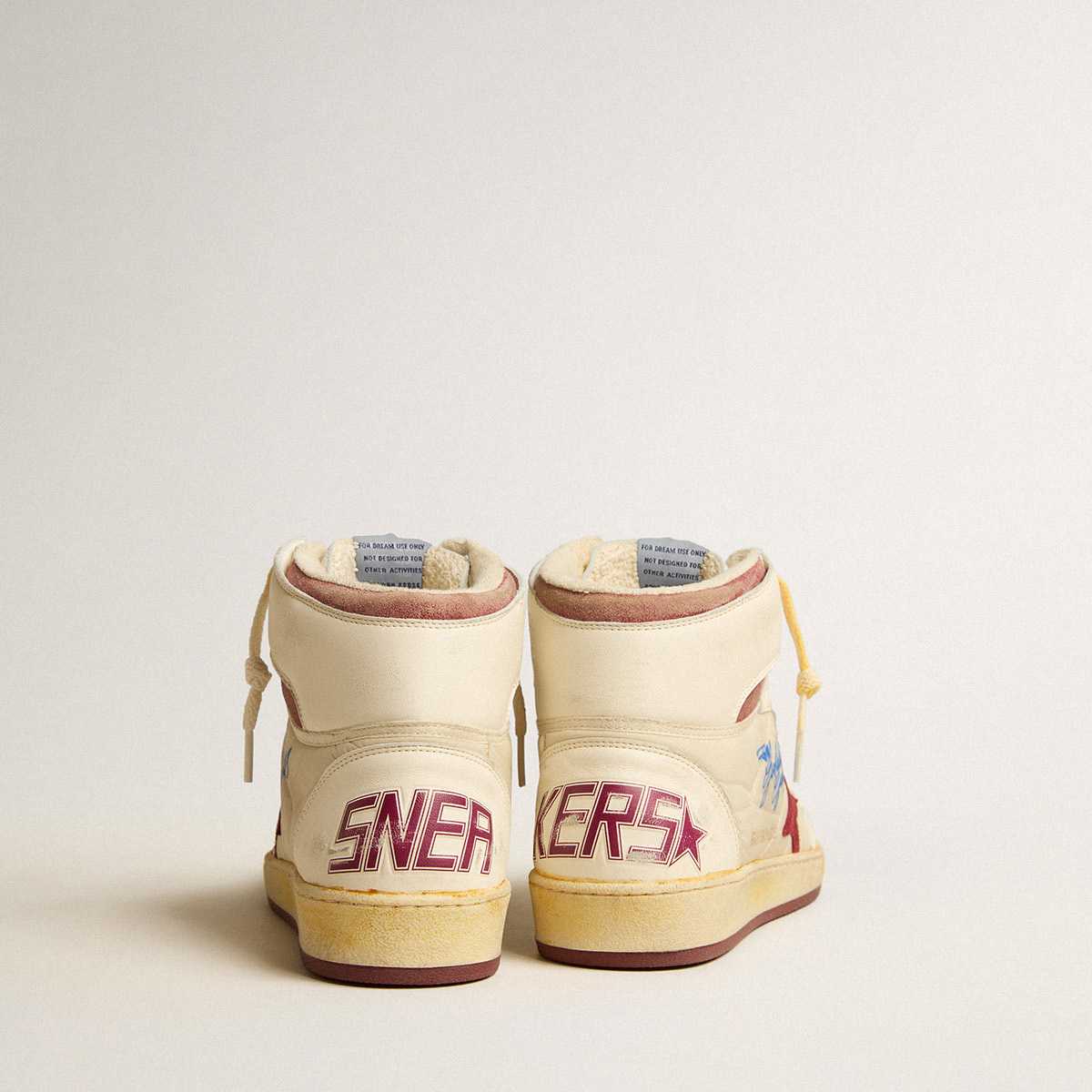 Golden Goose Sky-Star In Beige Nylon And Nappa With Pomegranate Suede Staal - FashionPlug