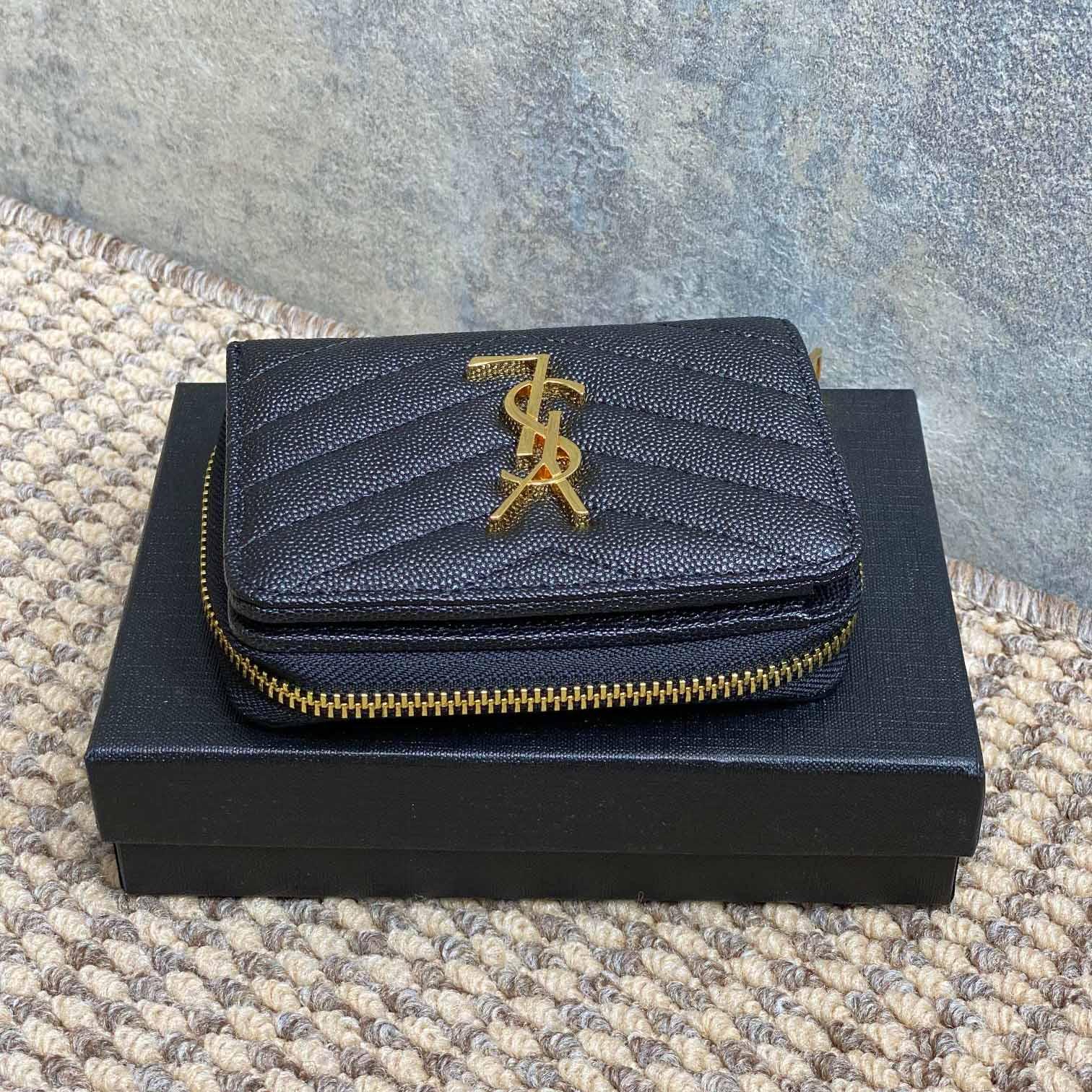 Saint Laurent Cassandre Matelassé Wallet  12x10x3cm  - FashionPlug