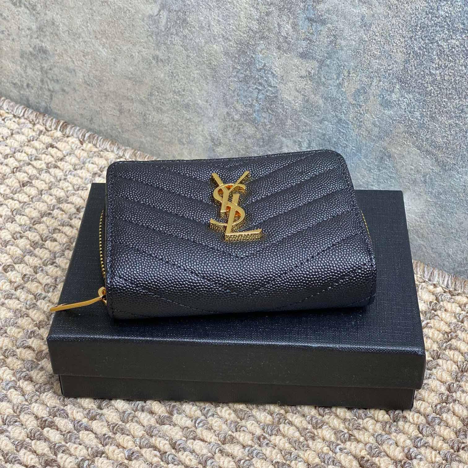 Saint Laurent Cassandre Matelassé Wallet  12x10x3cm  - FashionPlug