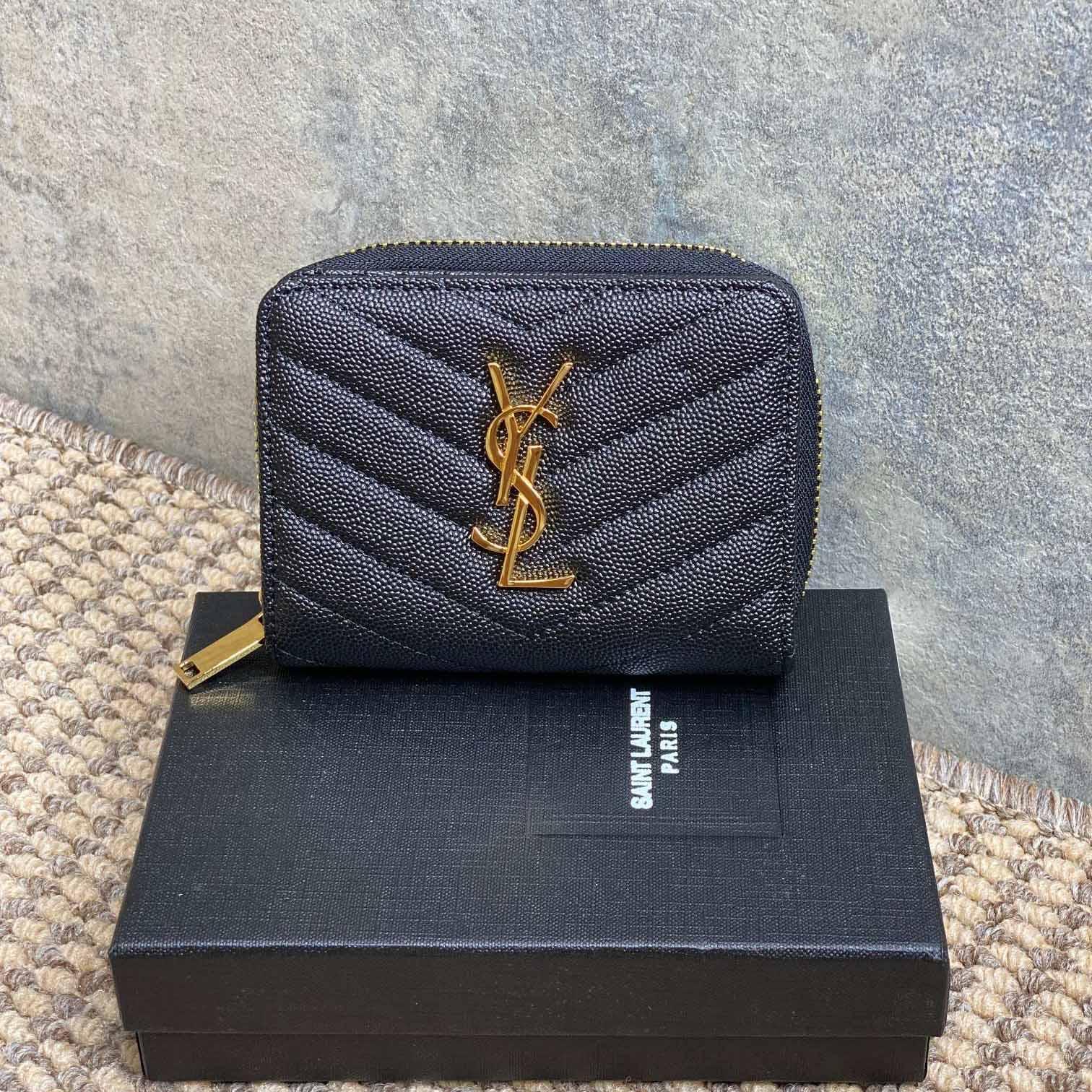 Saint Laurent Cassandre Matelassé Wallet  12x10x3cm  - FashionPlug