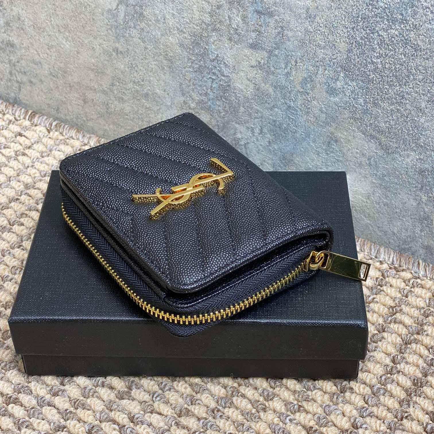 Saint Laurent Cassandre Matelassé Wallet  12x10x3cm  - FashionPlug