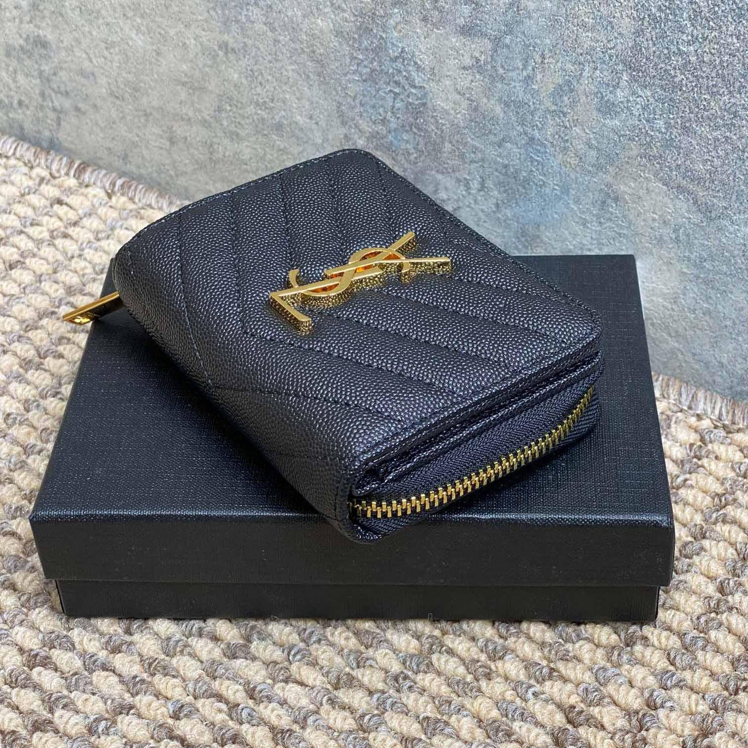 Saint Laurent Cassandre Matelassé Wallet  12x10x3cm  - FashionPlug