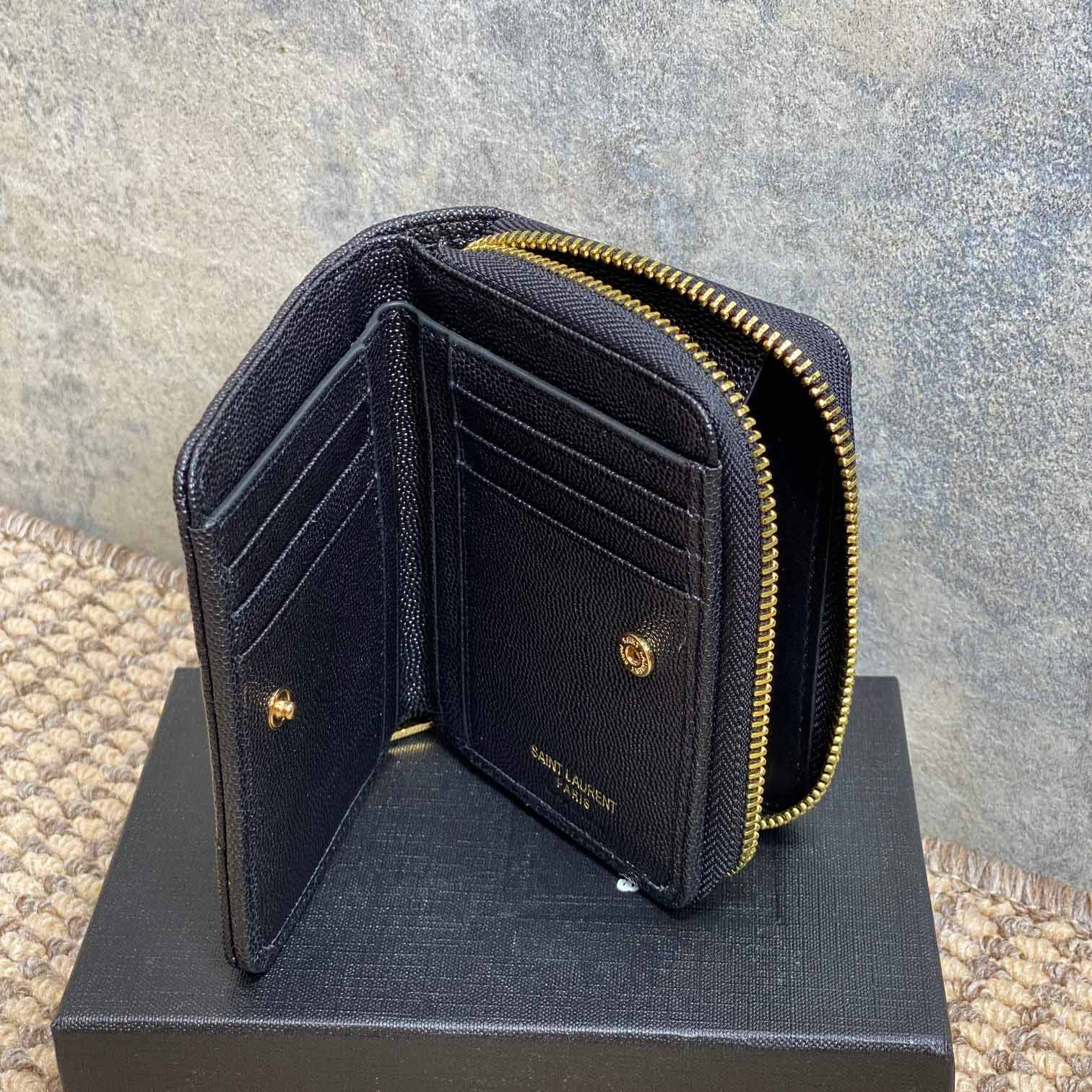 Saint Laurent Cassandre Matelassé Wallet  12x10x3cm  - FashionPlug