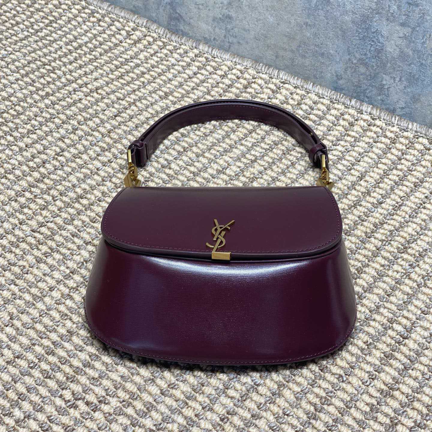 Saint Laurent Mini Voltaire Top Handle Bag In Patent Leather - FashionPlug