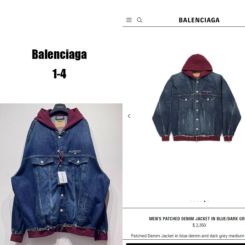 Balenciaga Patched Denim Jacket In Blue Denim And Dark Grey - FashionPlug