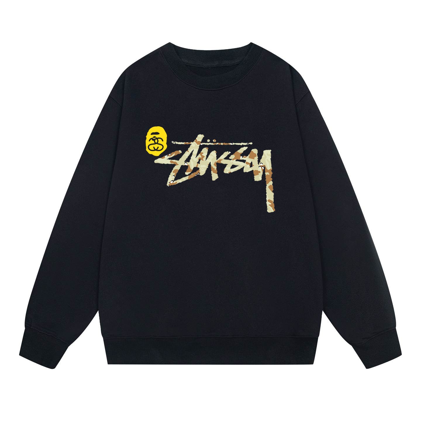 Bape x Stussy Collaboration Crew  - FashionPlug