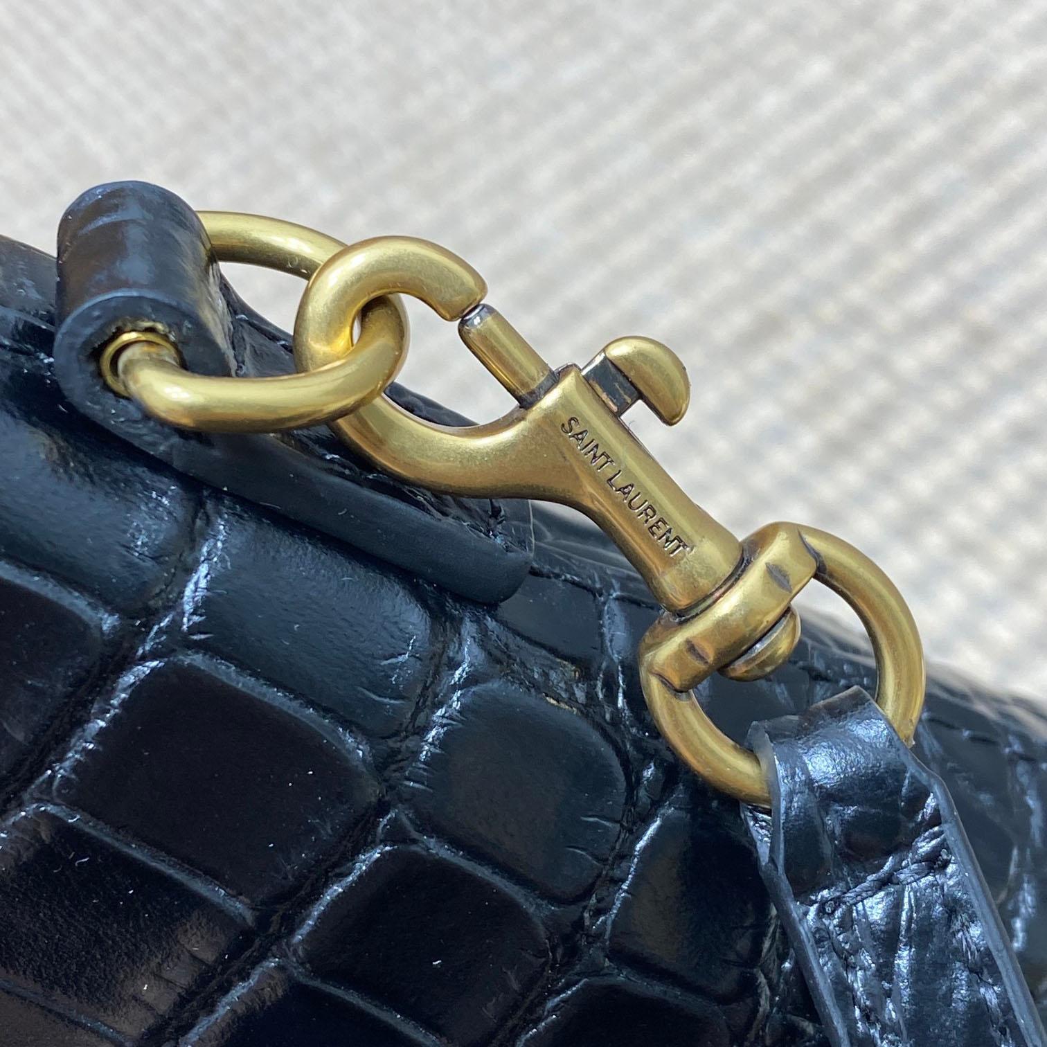 Saint Laurent Mini Toy Shopping Saint Laurent In Crocodile -  Embossed Leather - FashionPlug