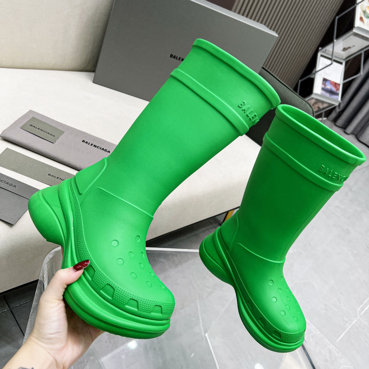 Balenciaga Crocs™ Boot In Rubber - FashionPlug