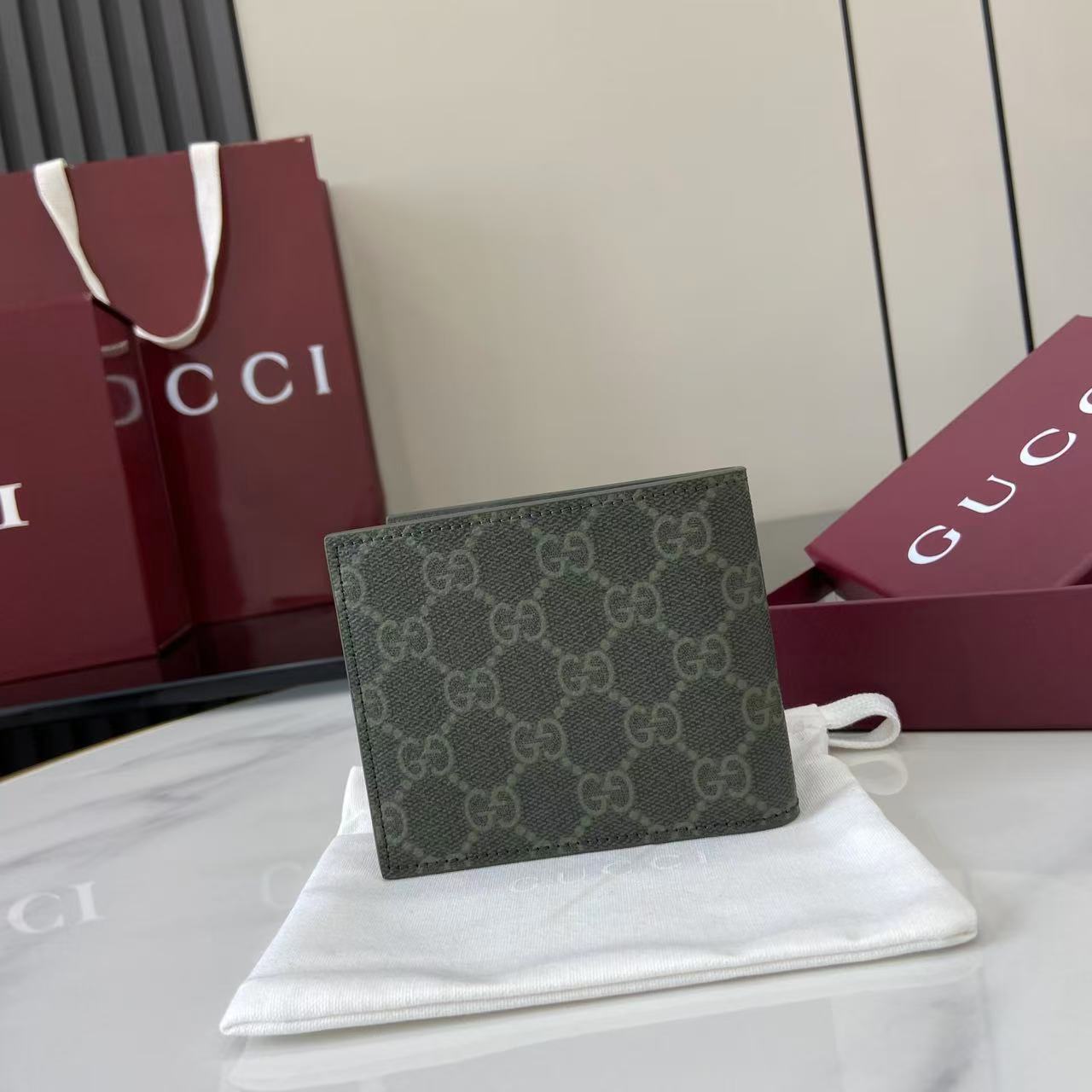 Gucci GG Monogram Bi-fold Wallet - FashionPlug