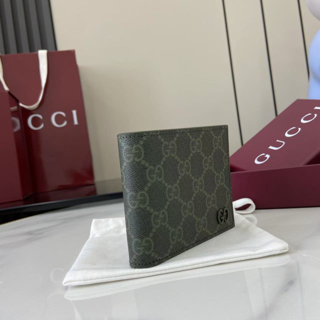 Gucci GG Monogram Bi-fold Wallet - FashionPlug