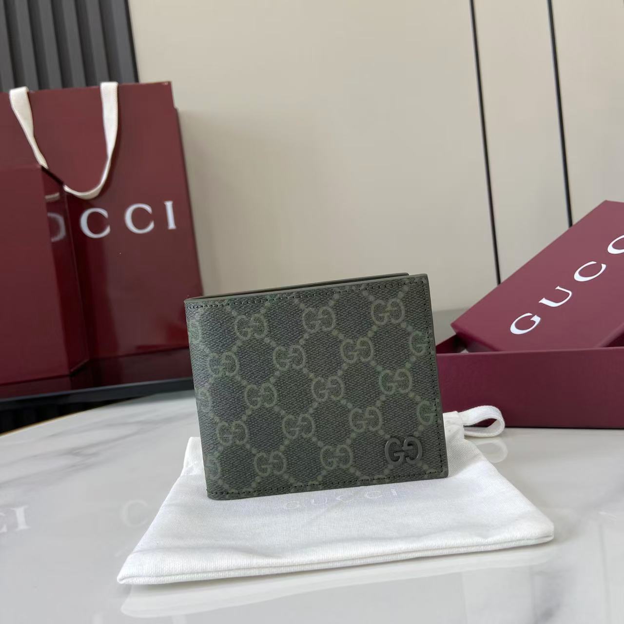 Gucci GG Monogram Bi-fold Wallet - FashionPlug