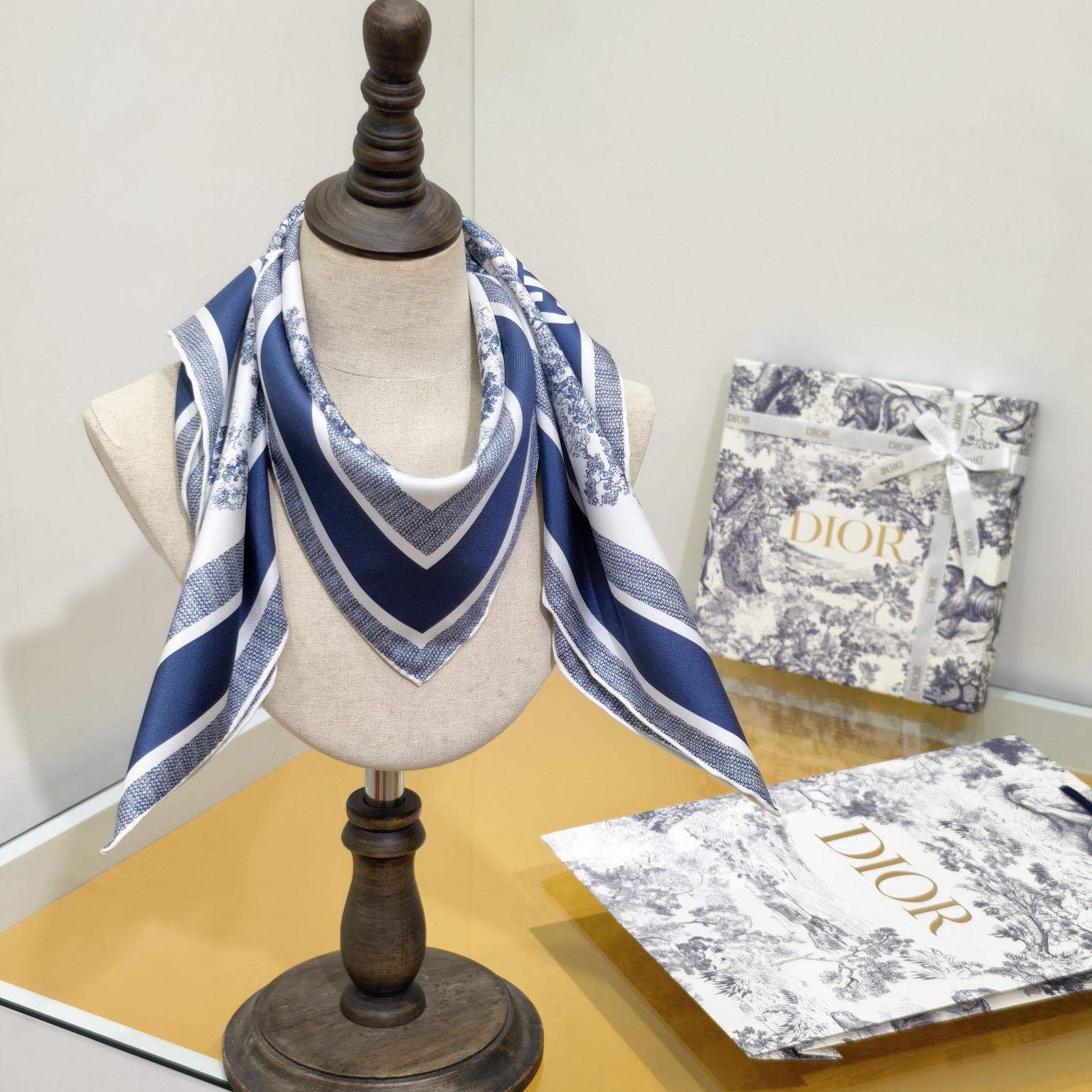 Dior Toile de Jouy Sauvage 90 Square Scarf  - FashionPlug