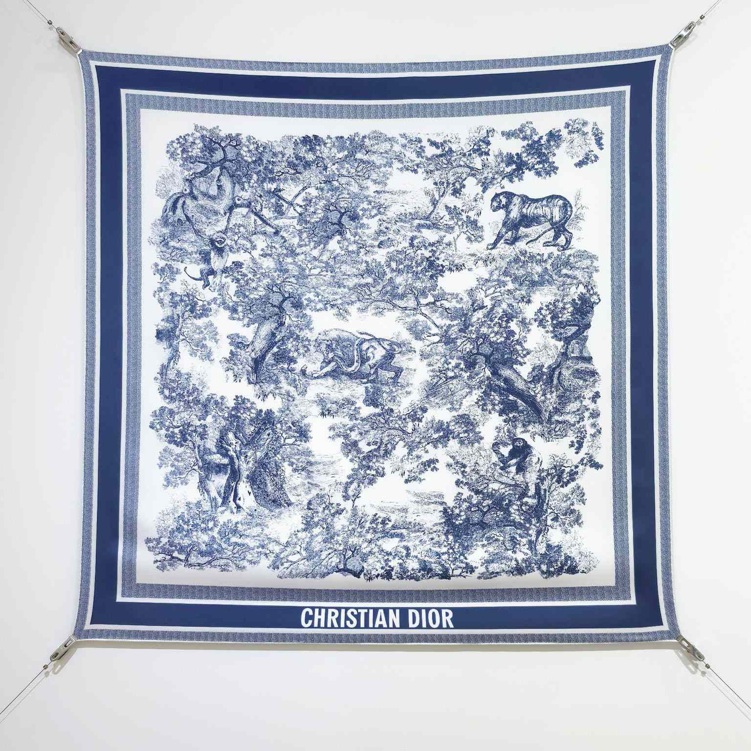 Dior Toile de Jouy Sauvage 90 Square Scarf  - FashionPlug