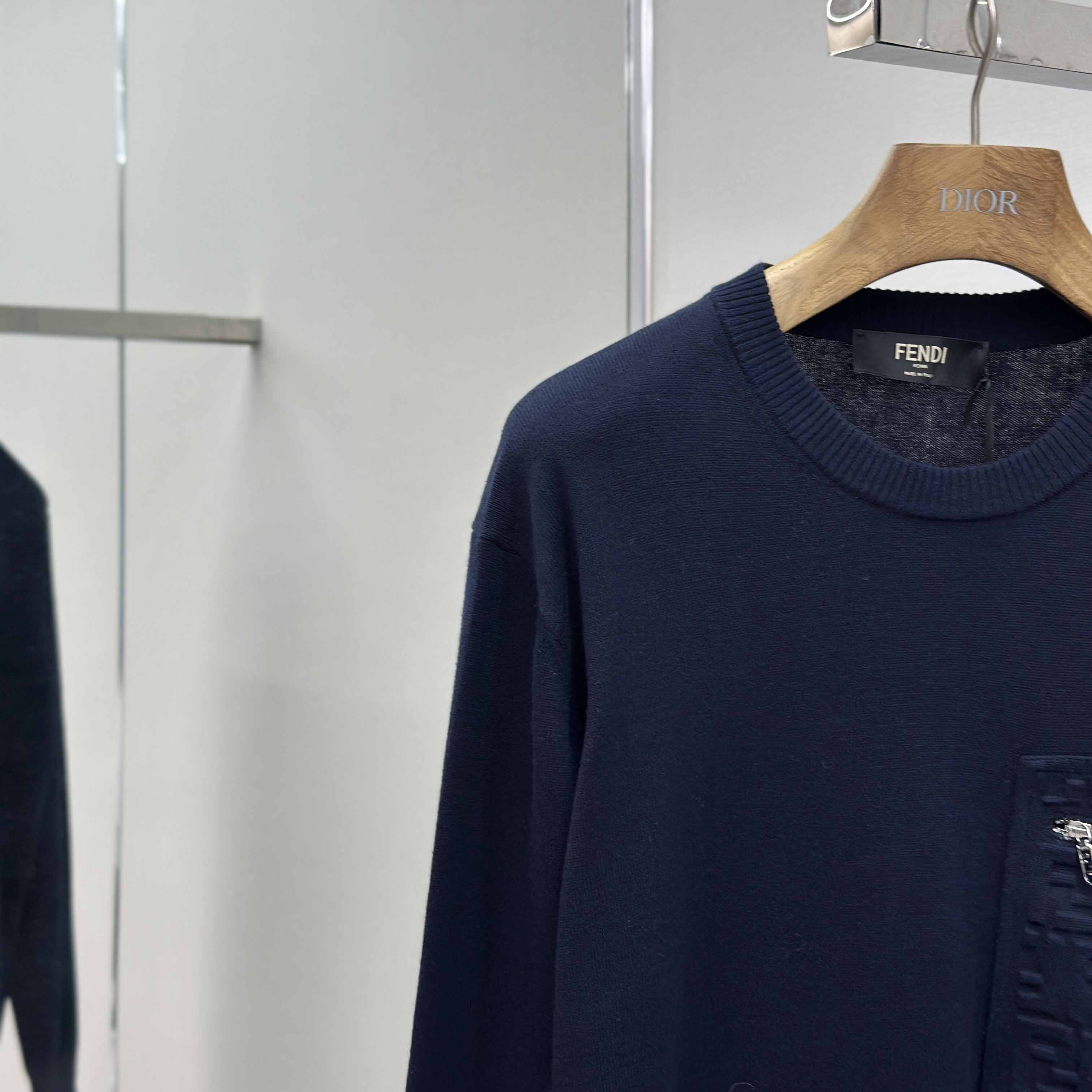 Fendi Navy Blue Wool Jumper - FashionPlug