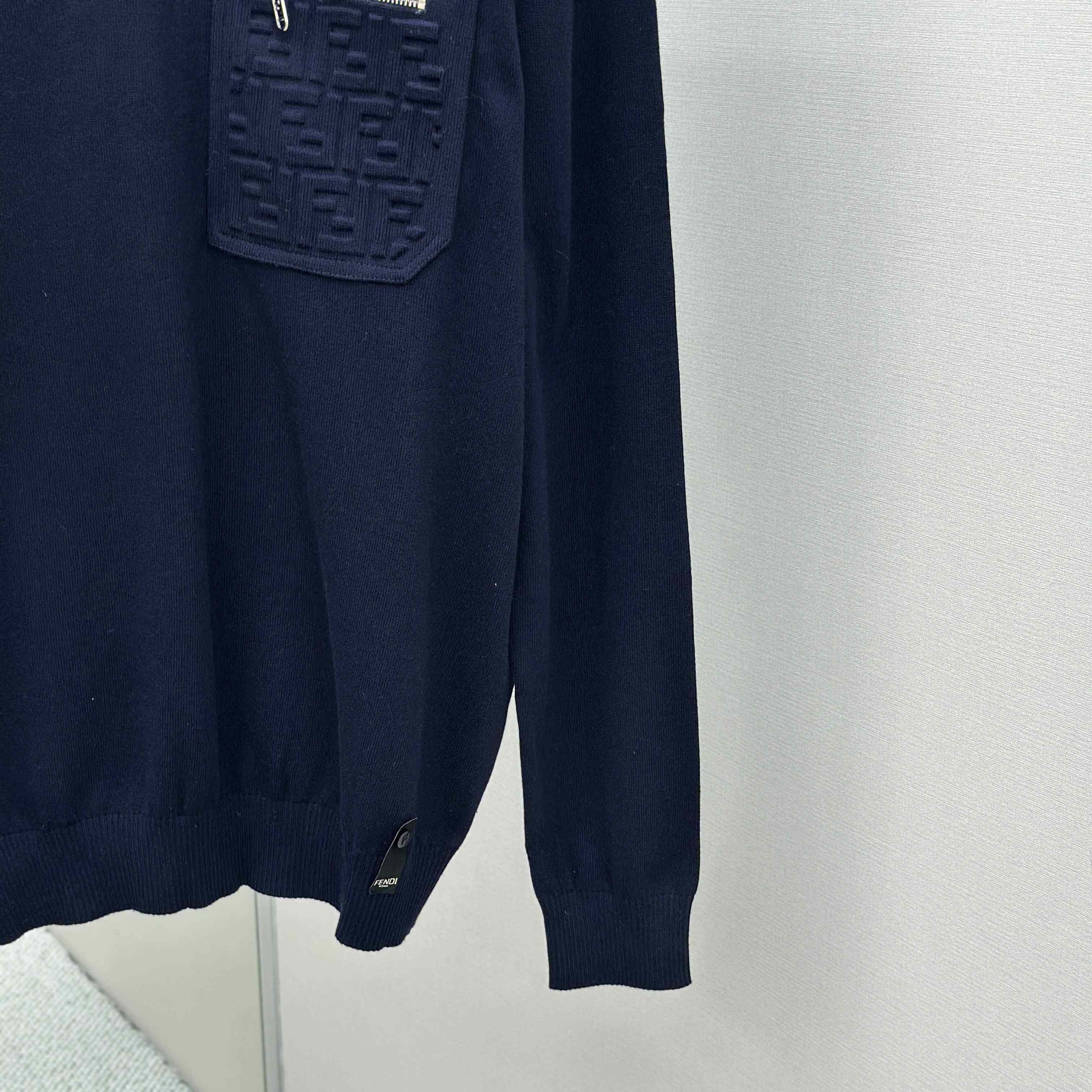 Fendi Navy Blue Wool Jumper - FashionPlug