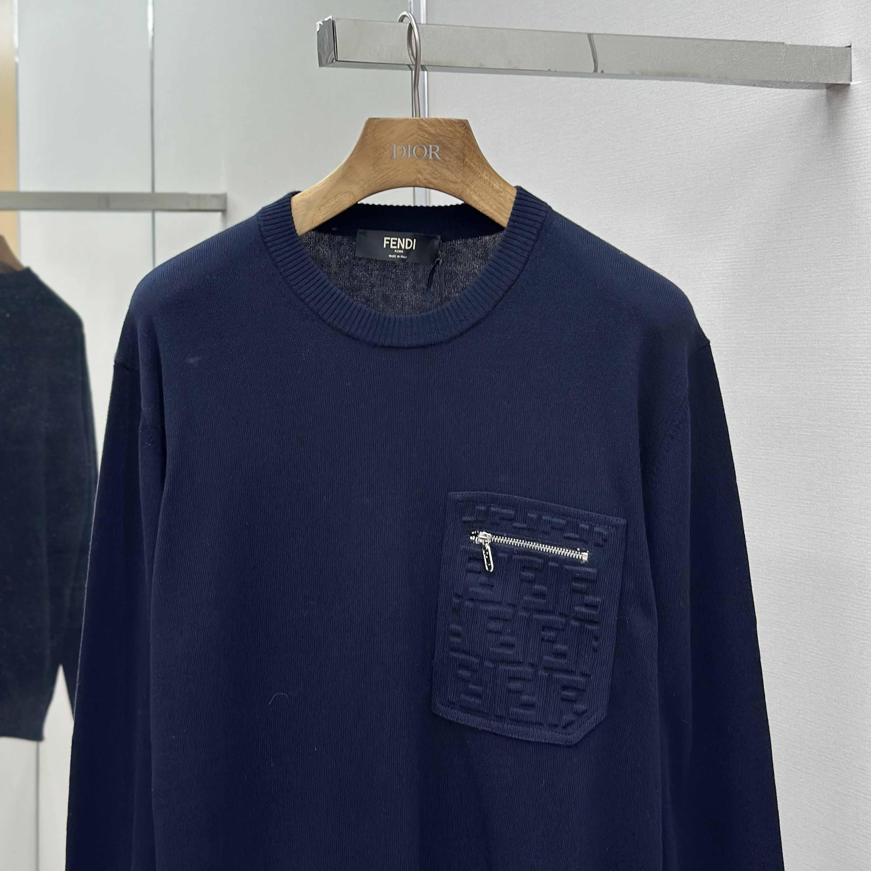 Fendi Navy Blue Wool Jumper - FashionPlug