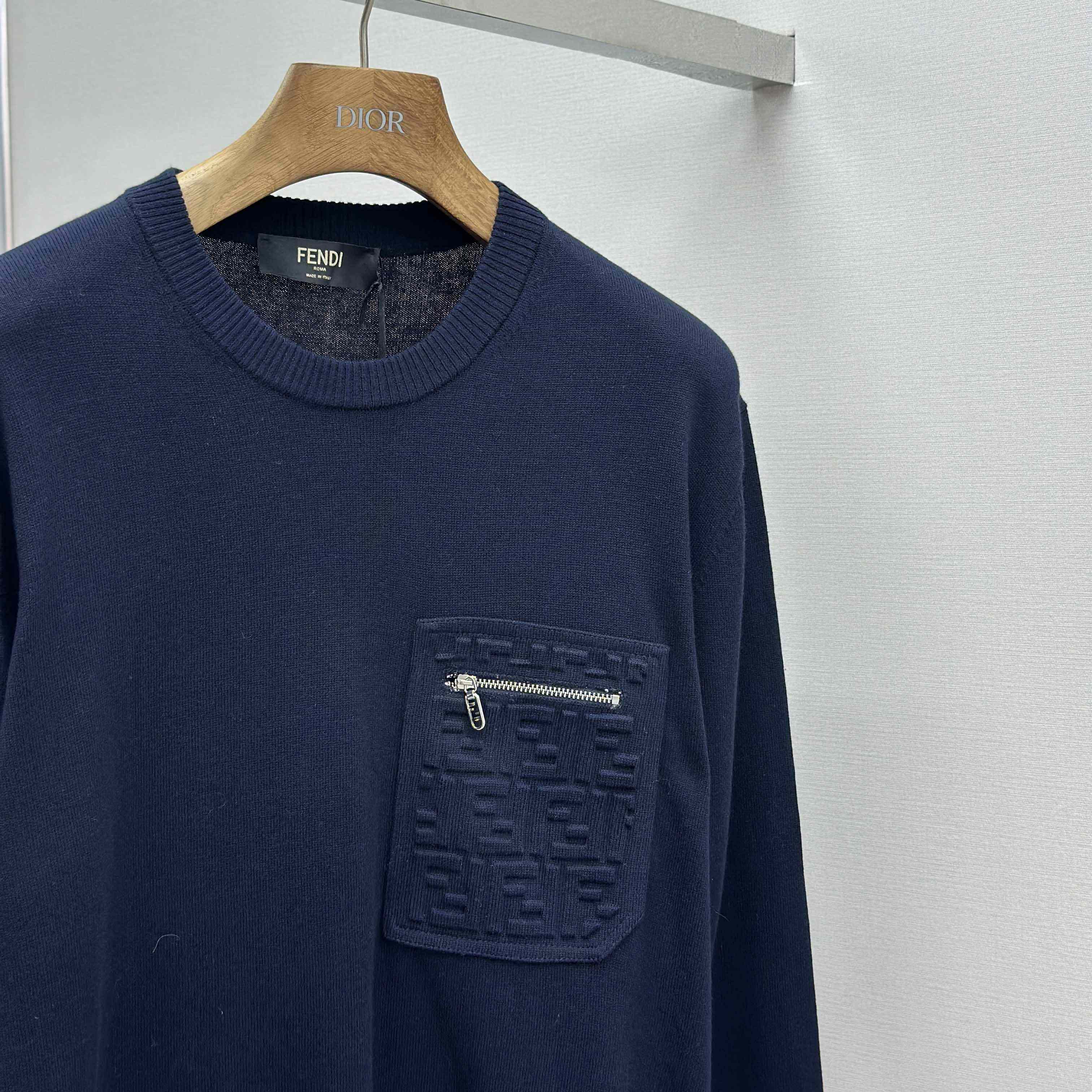 Fendi Navy Blue Wool Jumper - FashionPlug