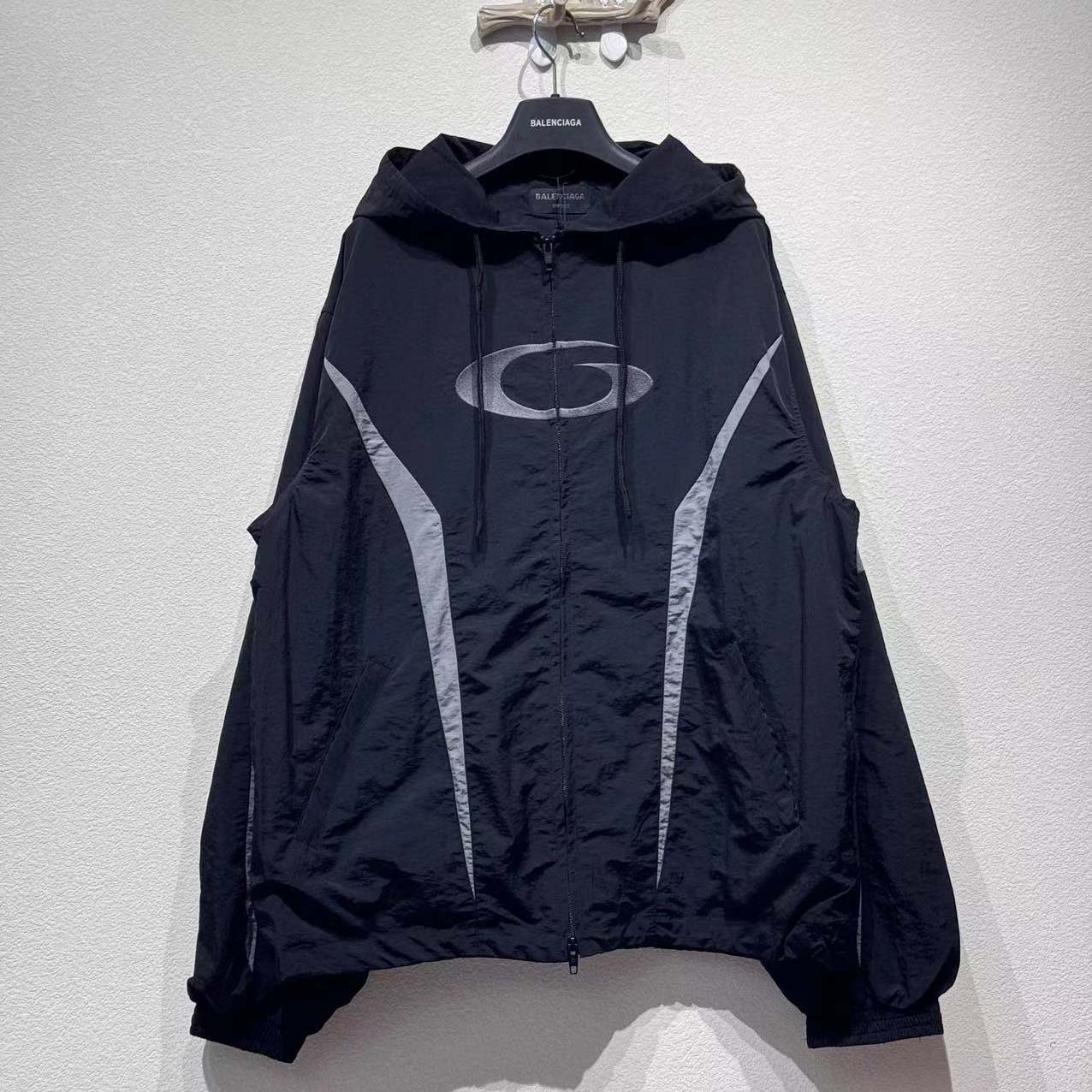 Balenciaga Loop Sports Icon Large Tracksuit Jacket 'Black/Elephant Grey' - FashionPlug
