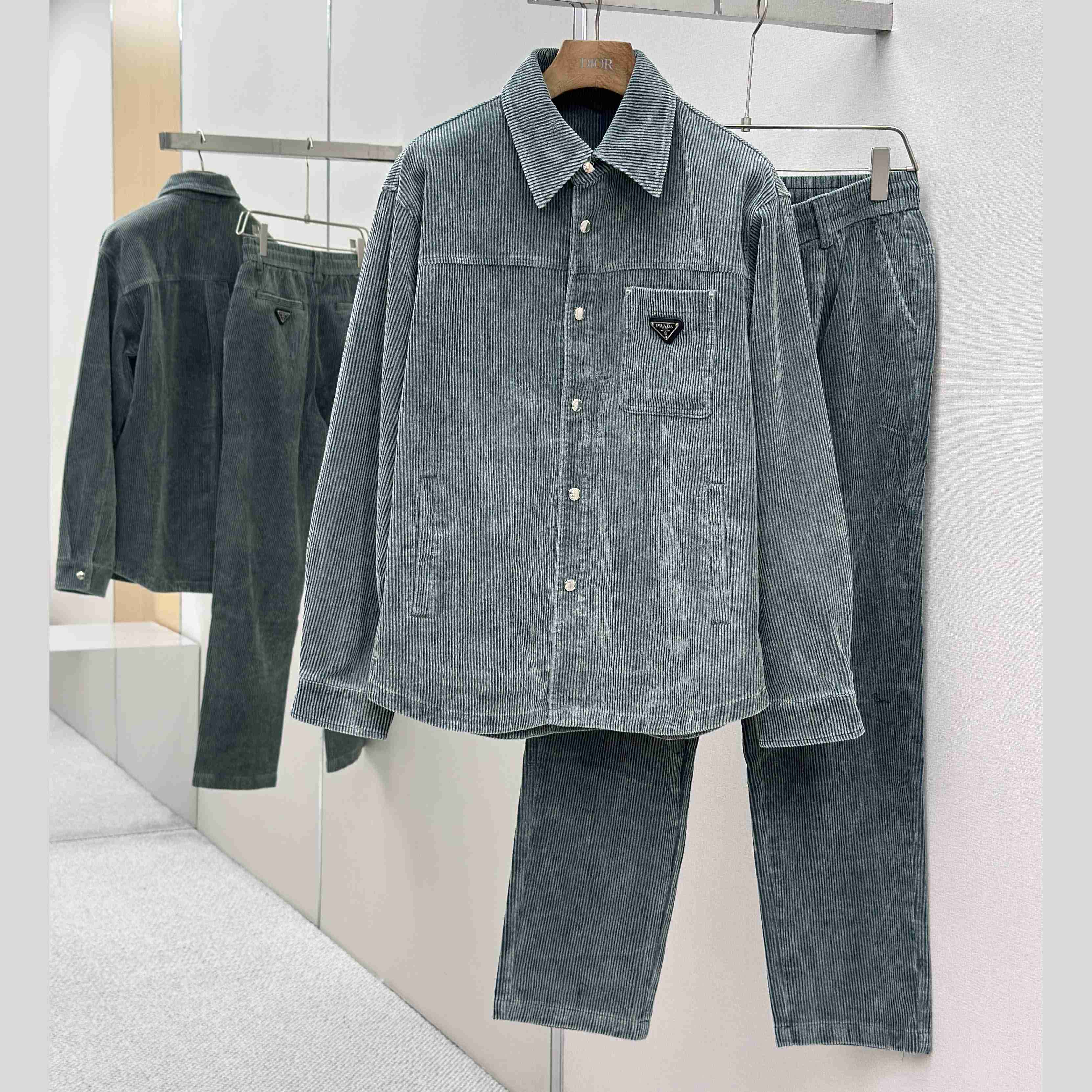 Prada Stretch Cotton Shirt And Pants - FashionPlug