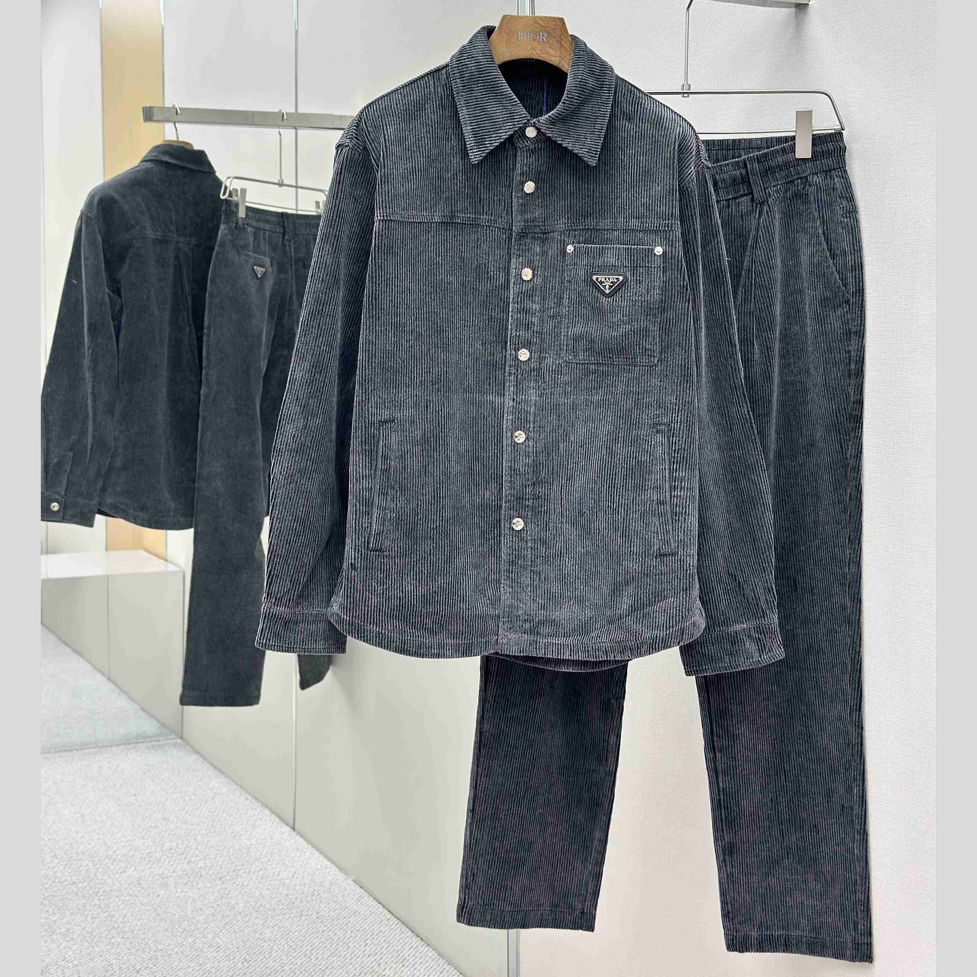 Prada Stretch Cotton Shirt And Pants - FashionPlug