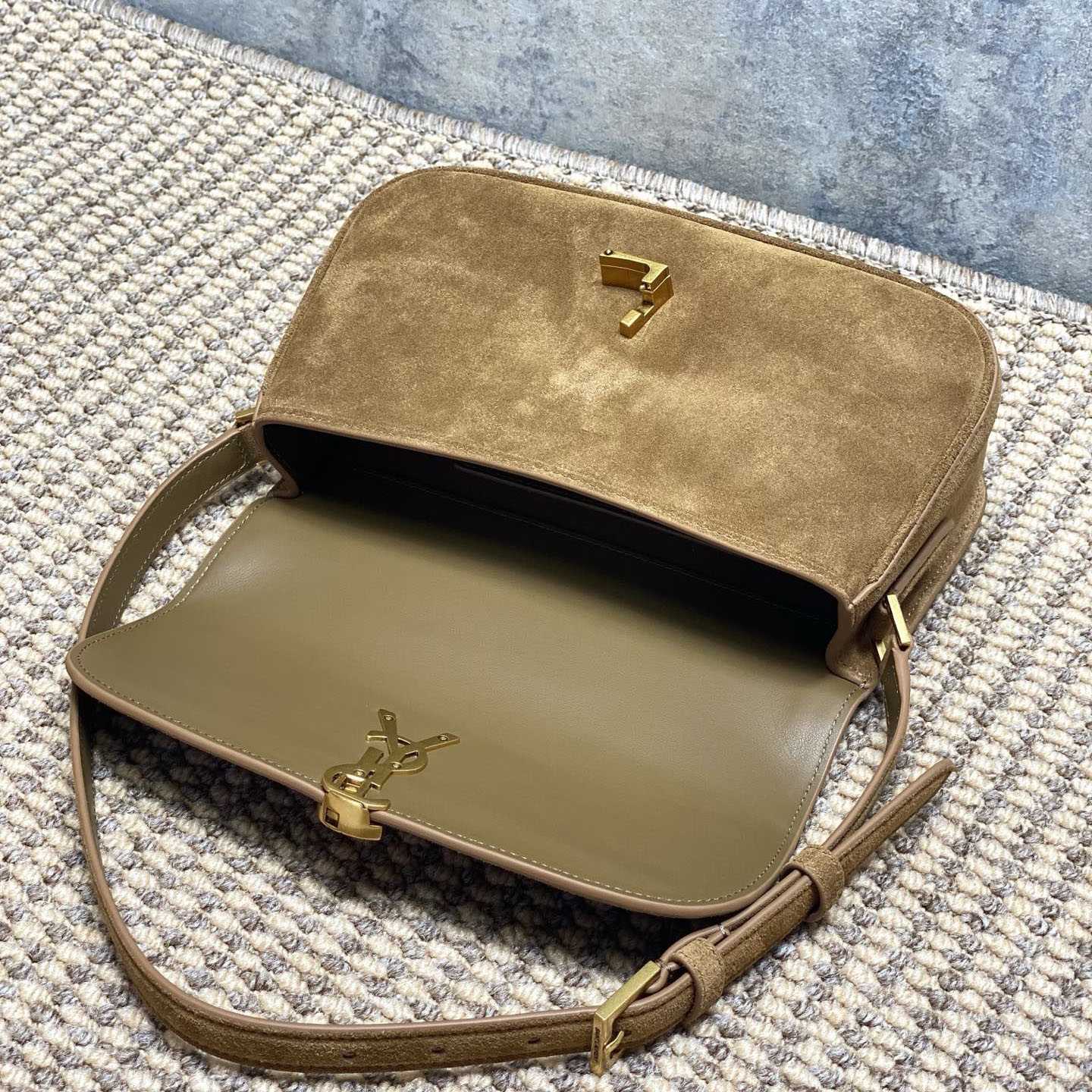 Saint Laurent Solferino Medium In Suede - FashionPlug