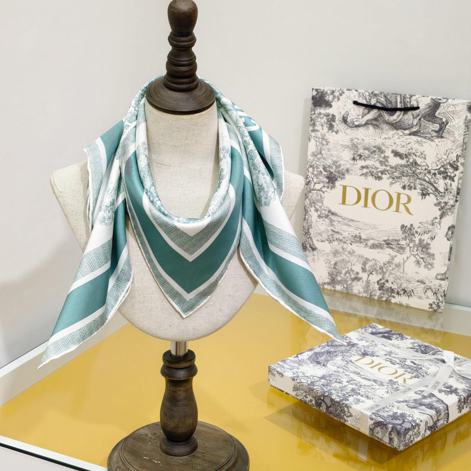 Dior Toile de Jouy Sauvage 90 Square Scarf  - FashionPlug