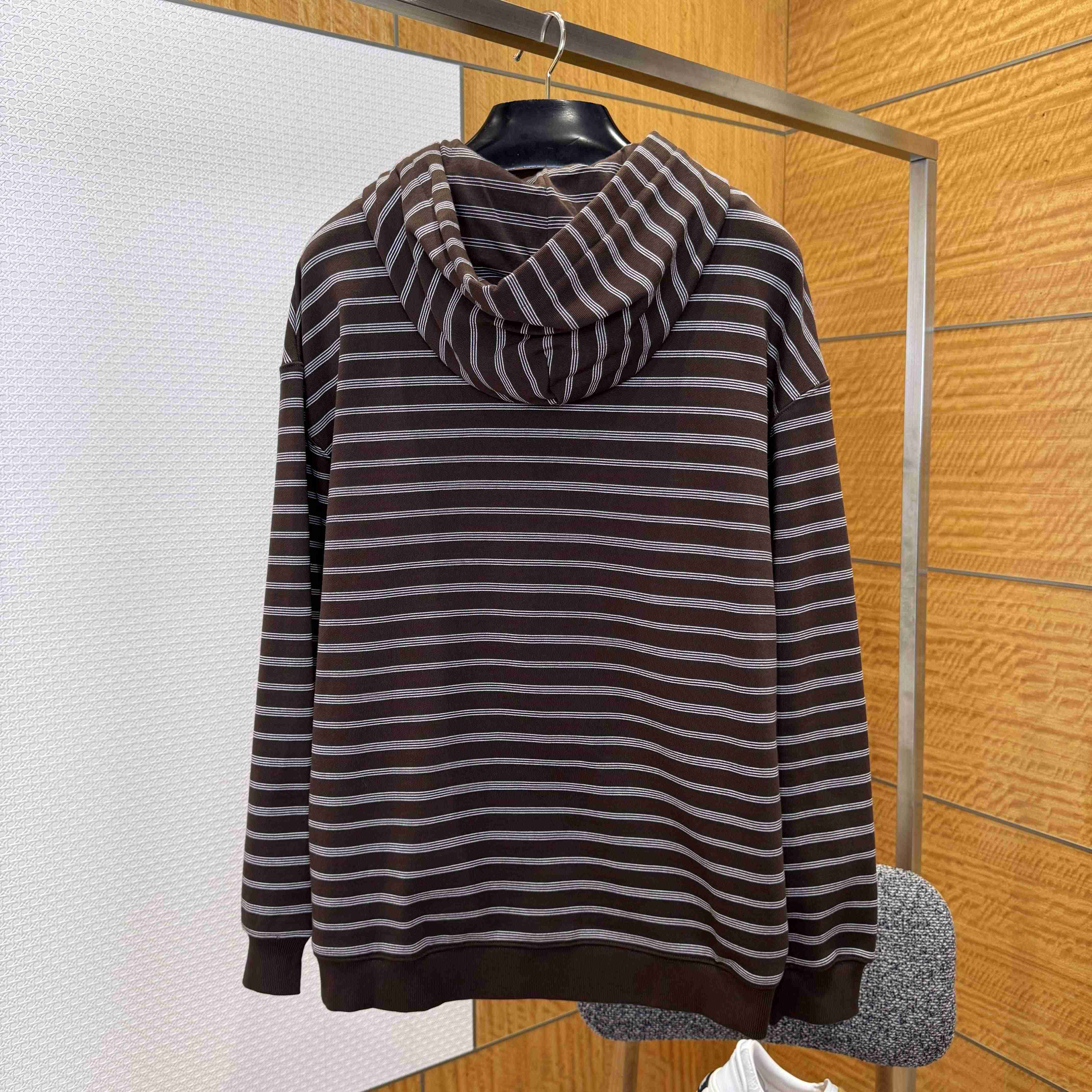 Miu Miu Striped Cotton Fleece Hoodie Jacket - FashionPlug