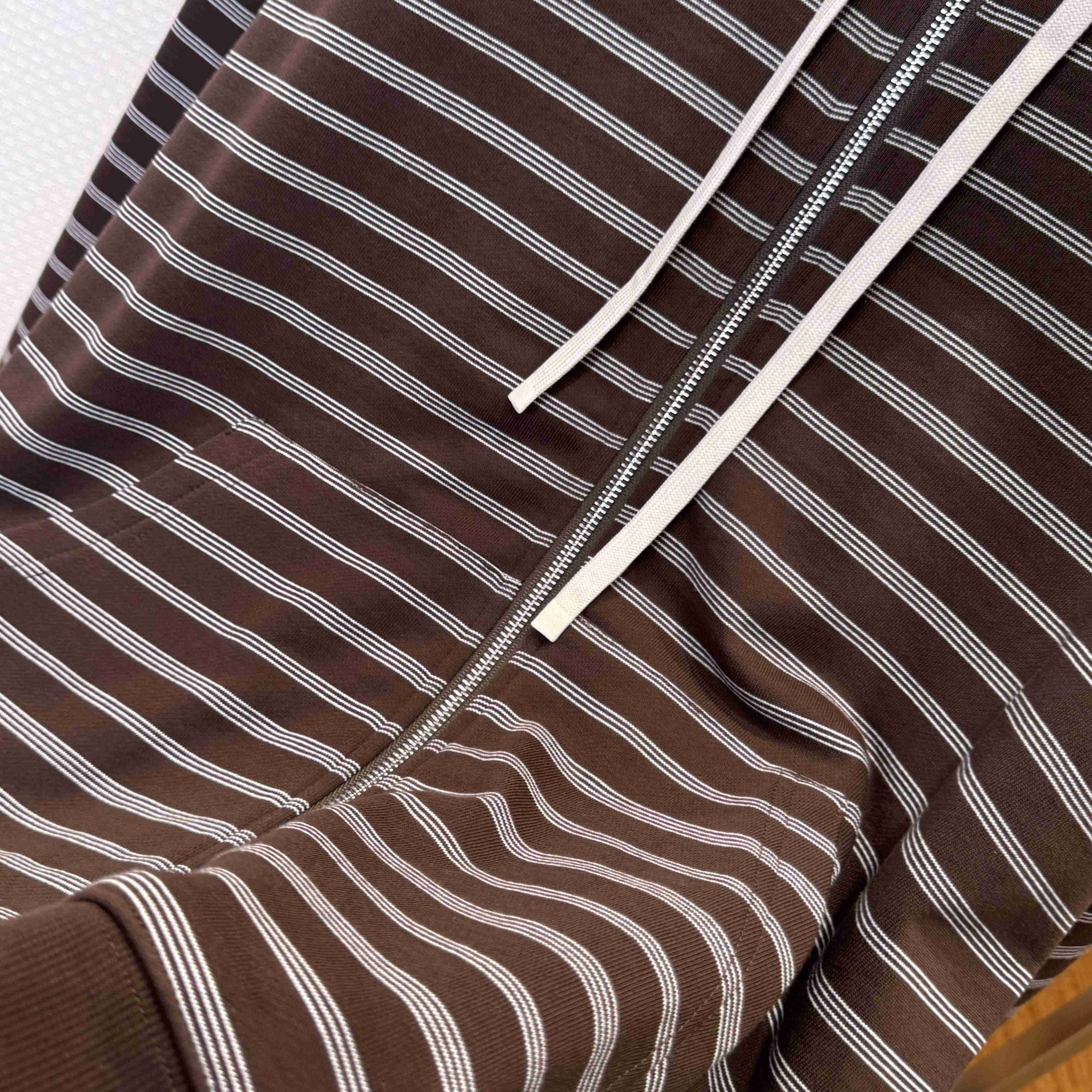 Miu Miu Striped Cotton Fleece Hoodie Jacket - FashionPlug