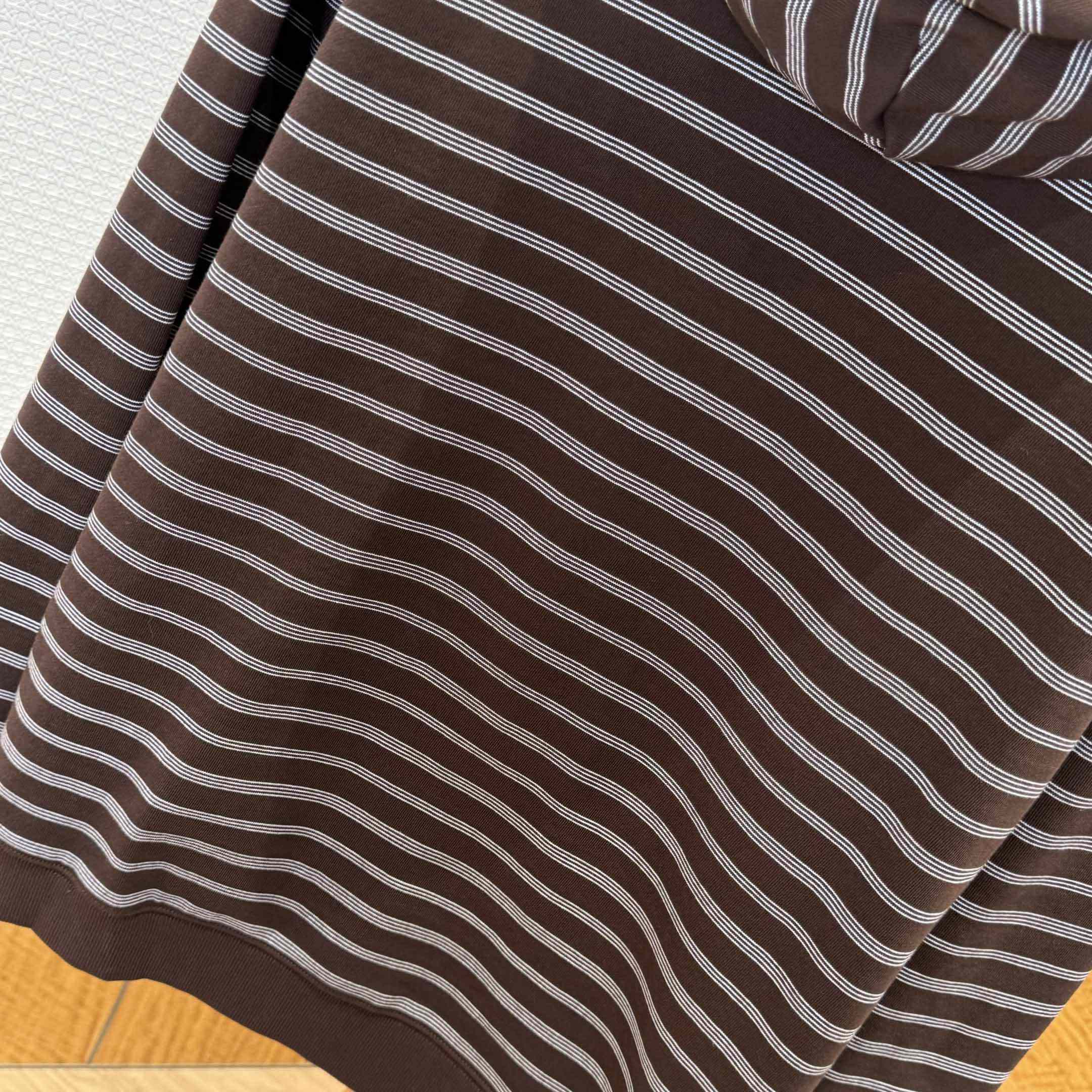 Miu Miu Striped Cotton Fleece Hoodie Jacket - FashionPlug