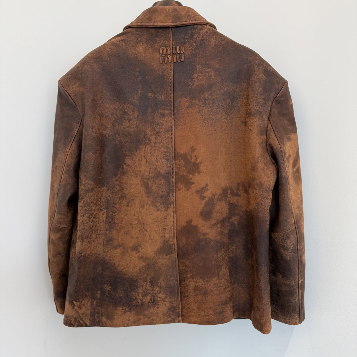 Miu Miu Waxed Suede Leather Jacket - FashionPlug