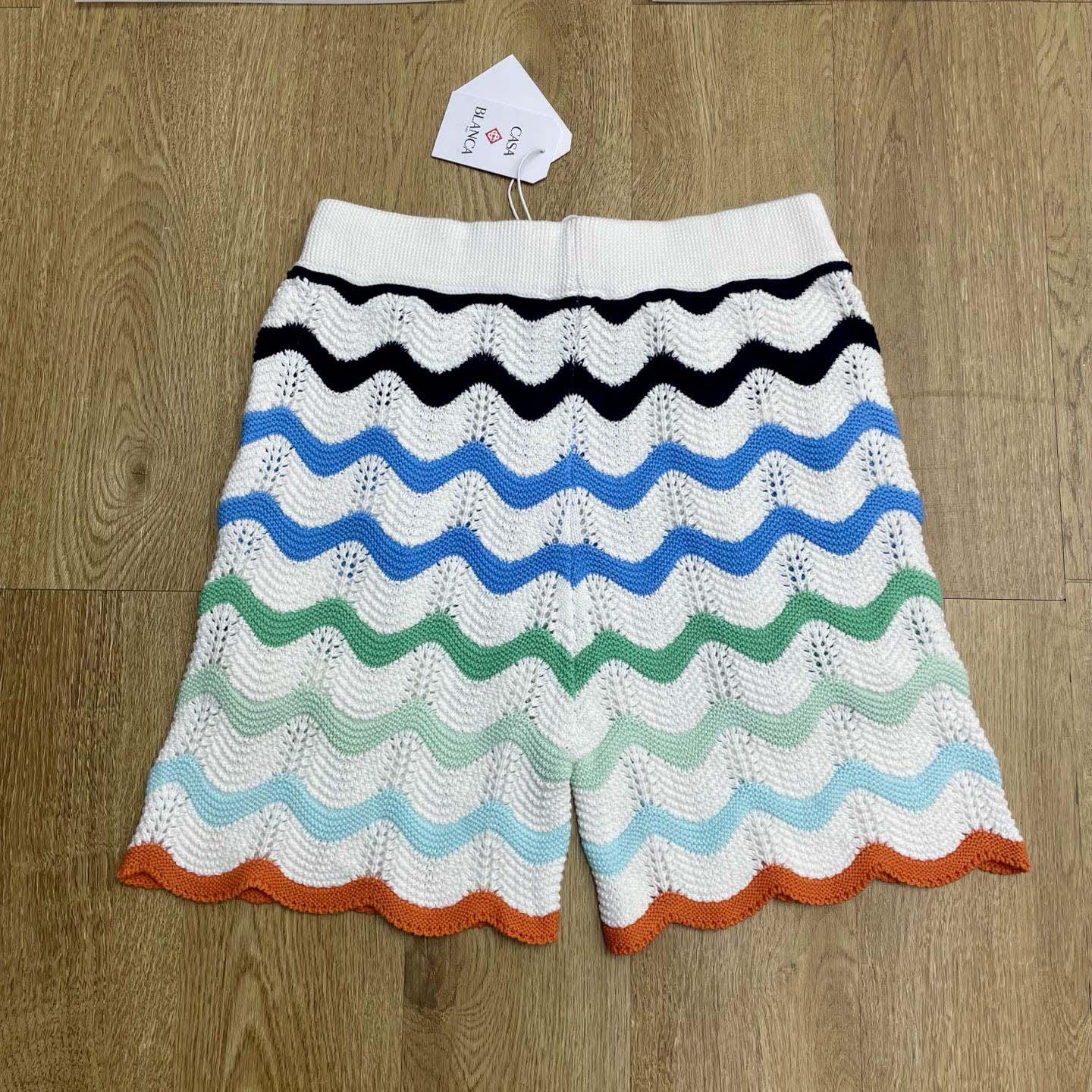 Casablanca Gradient Wave Crochet Shorts   D0108 - FashionPlug
