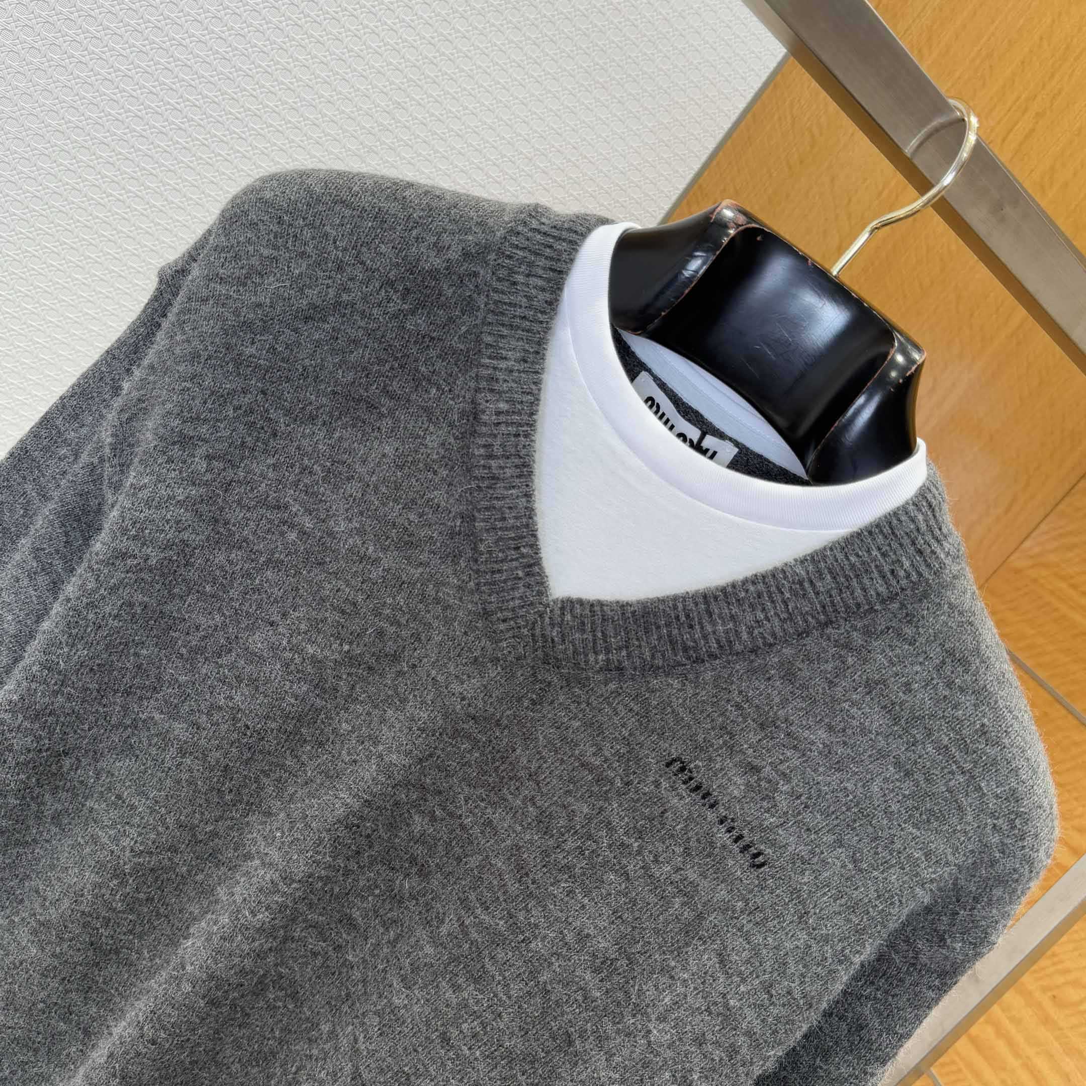 Miu Miu Cashmere V-neck Sweater - FashionPlug