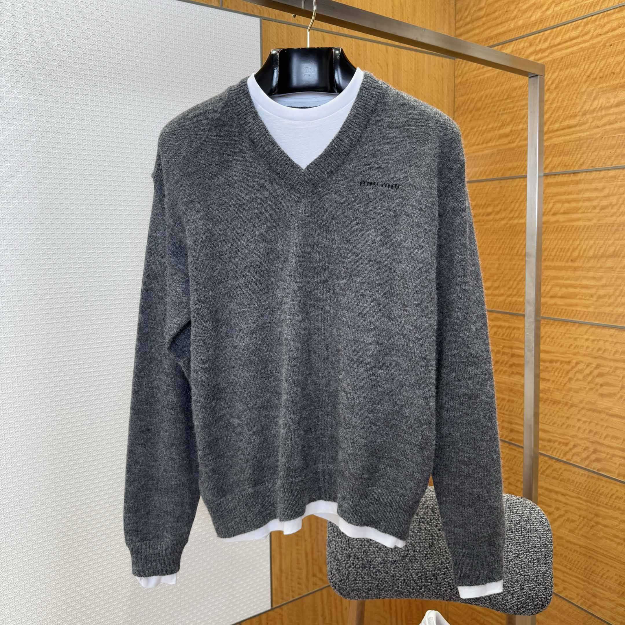 Miu Miu Cashmere V-neck Sweater - FashionPlug