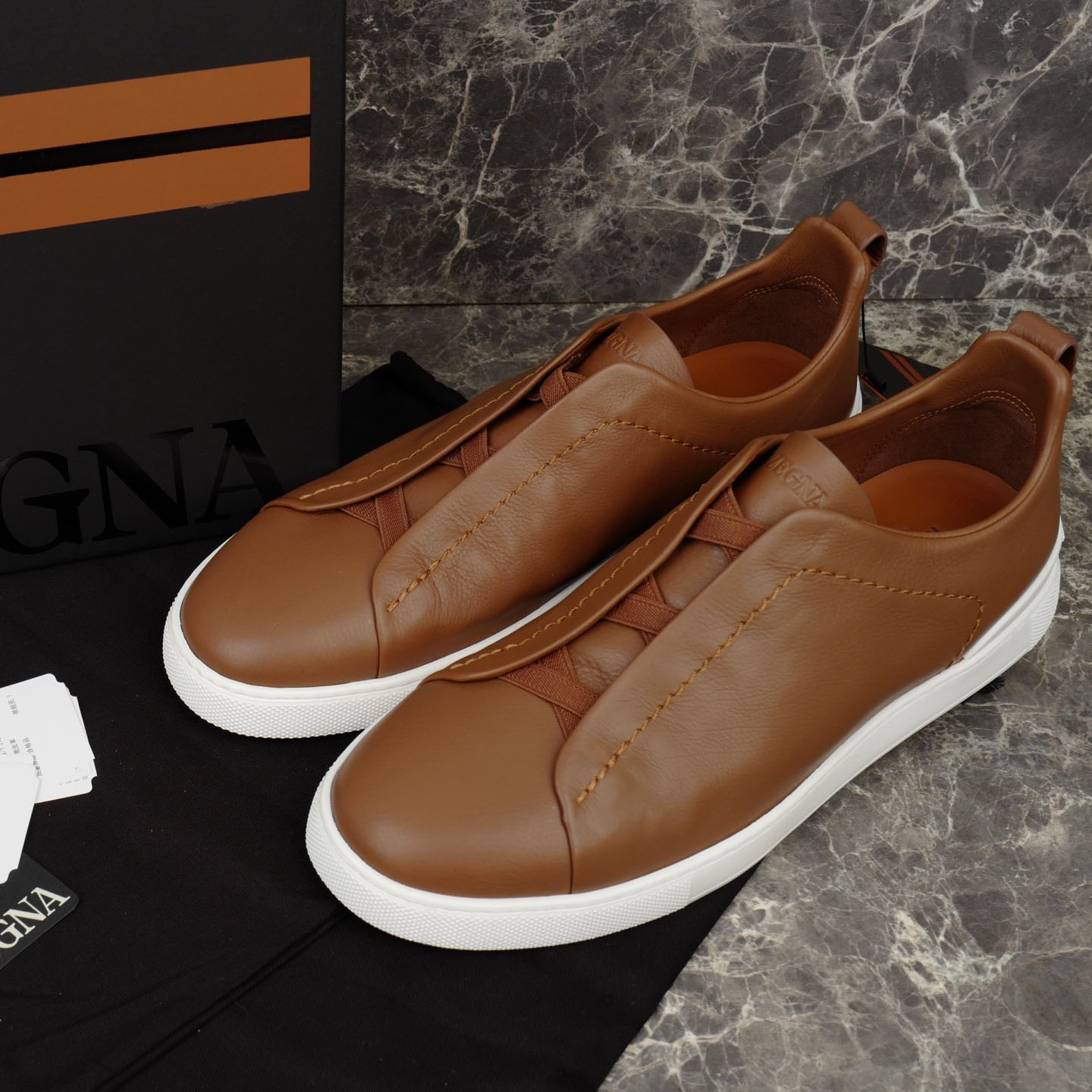 Zegna Beige Secondskin Triple Stitch™ Sneakers - FashionPlug