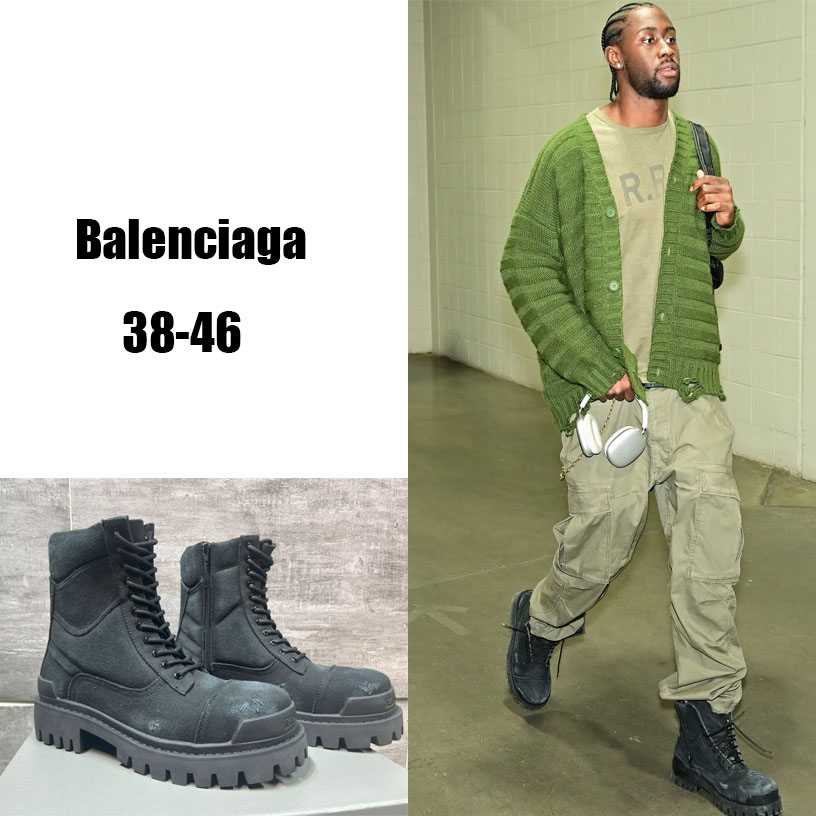 Balenciaga Combat Strike 20mm Boot In Black Cotton Canvas - FashionPlug