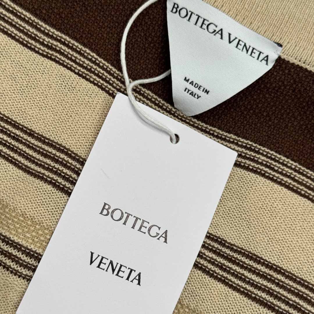 Bottega Veneta Men's Striped Linen-Blend Polo Shirt - FashionPlug