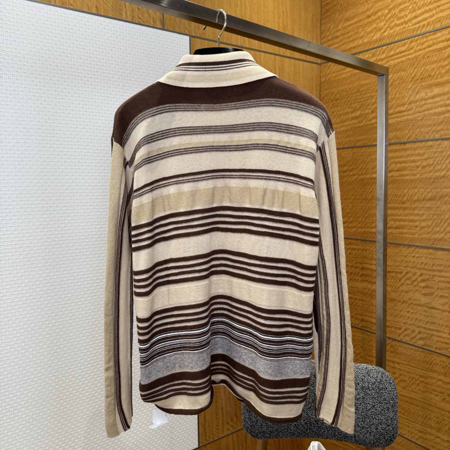 Bottega Veneta Men's Striped Linen-Blend Polo Shirt - FashionPlug
