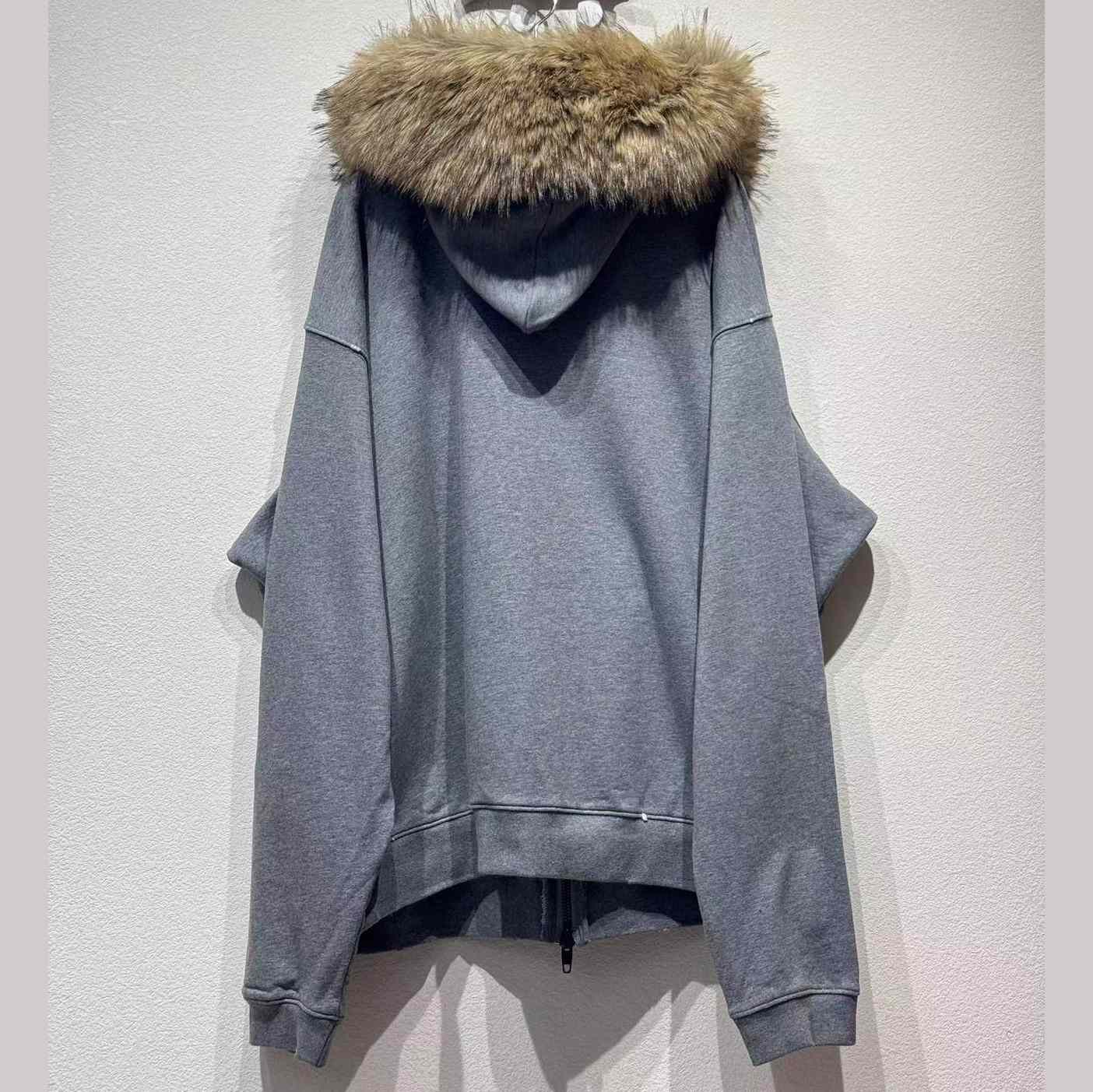 Balenciaga Luxury Script Oversized Zip-Up Hoodie In Dark Heather Grey - FashionPlug