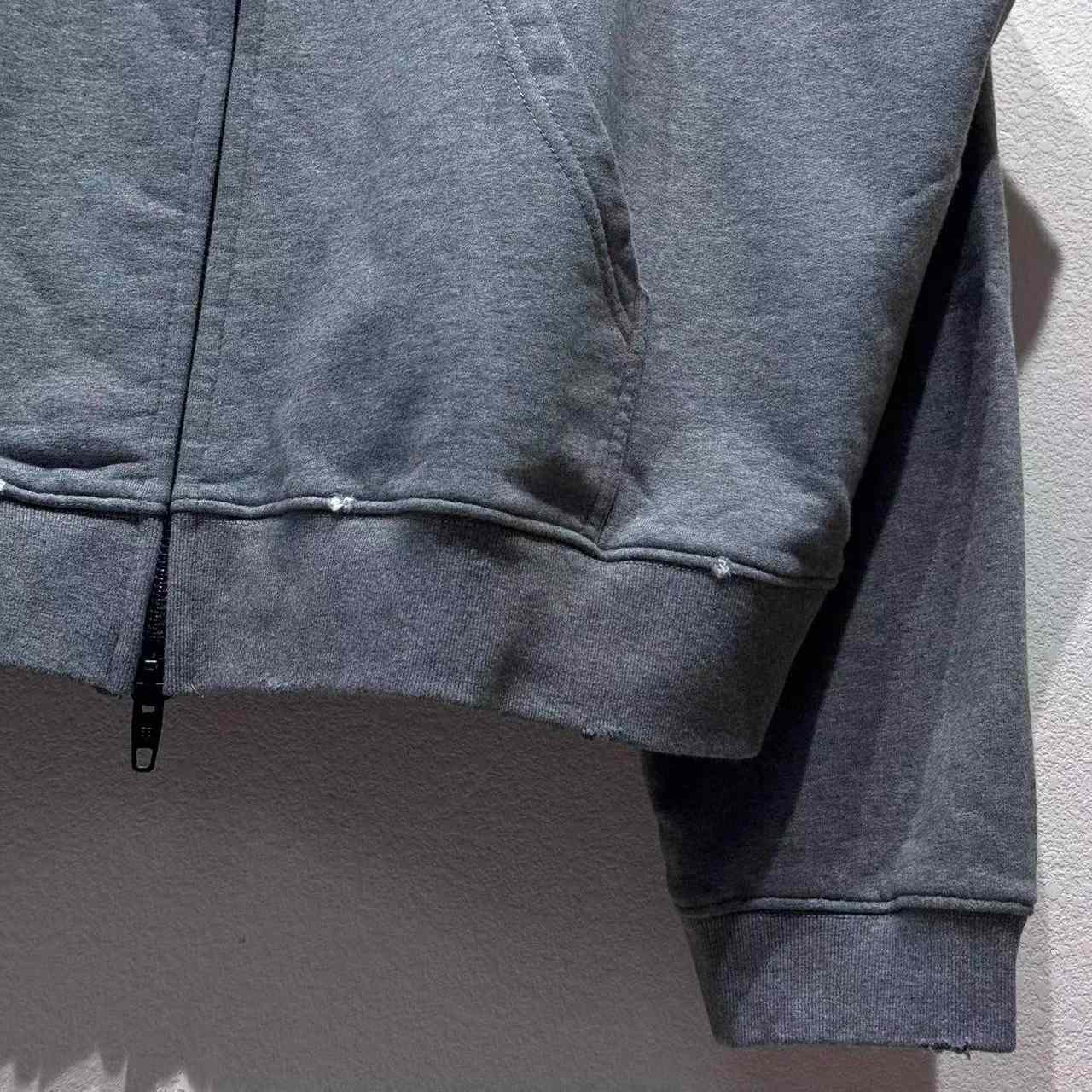 Balenciaga Luxury Script Oversized Zip-Up Hoodie In Dark Heather Grey - FashionPlug
