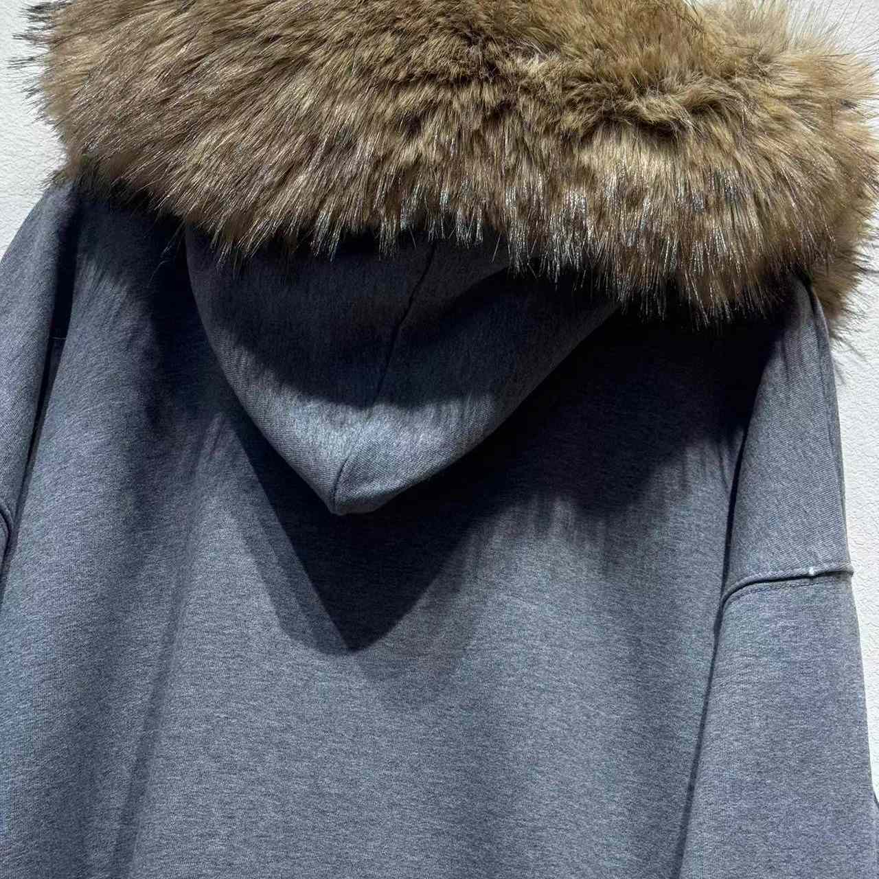 Balenciaga Luxury Script Oversized Zip-Up Hoodie In Dark Heather Grey - FashionPlug