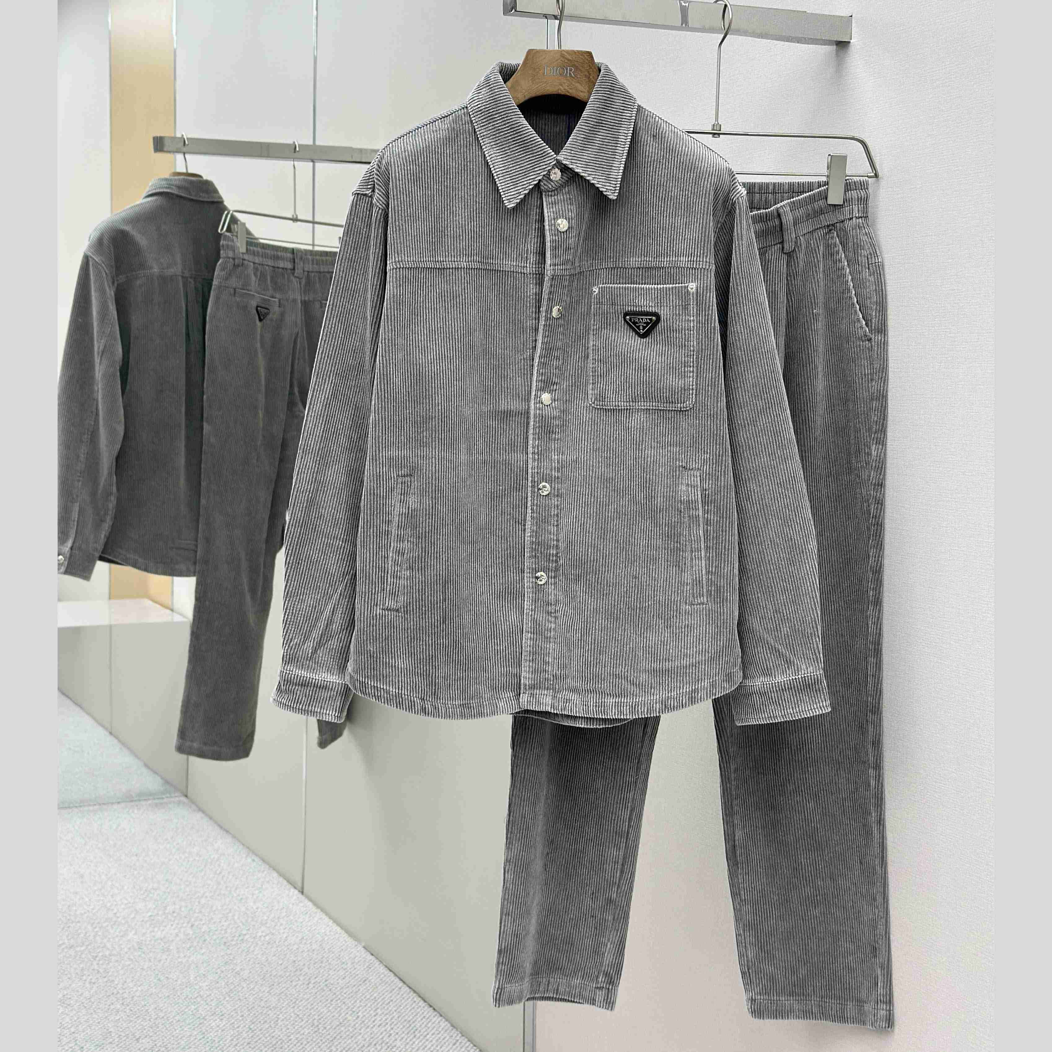 Prada Stretch Cotton Shirt And Pants - FashionPlug